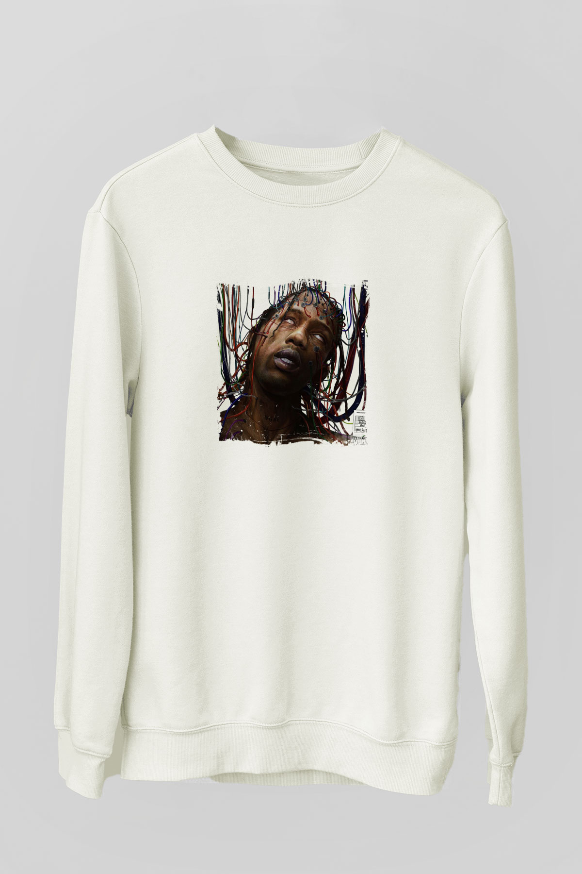Travis Scott Baskılı Unisex Beyaz Sweatshirt