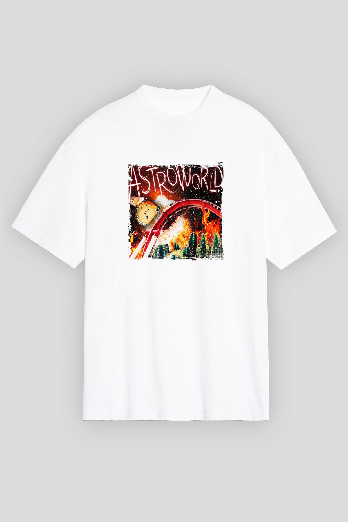 Travis Scott Baskılı Unisex Beyaz Tişört