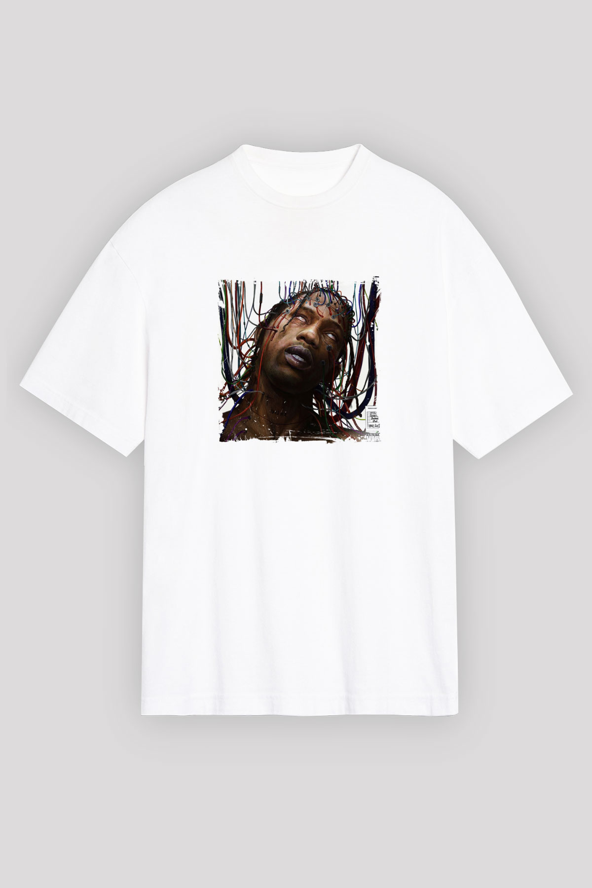 Travis Scott Baskılı Unisex Beyaz Tişört