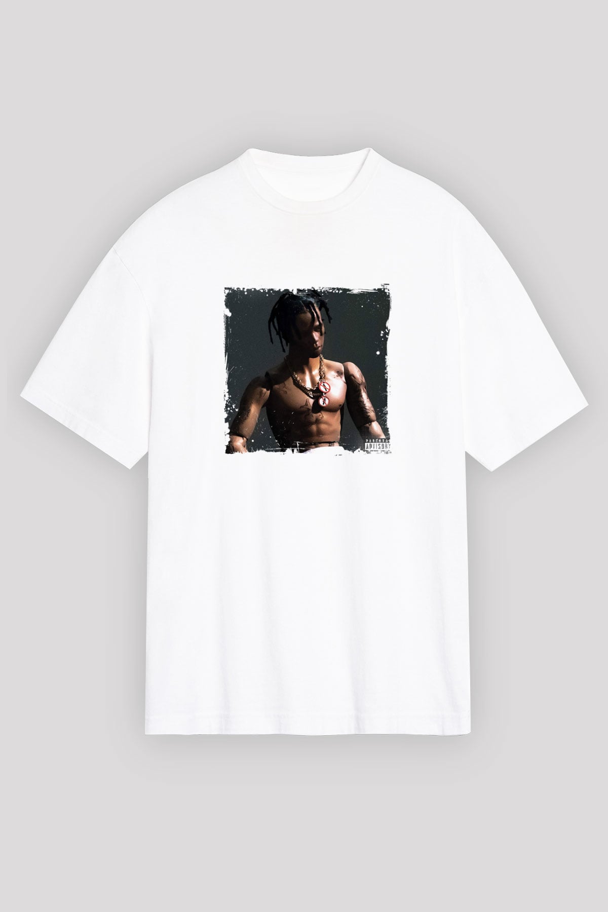 Travis Scott Baskılı Unisex Beyaz Tişört