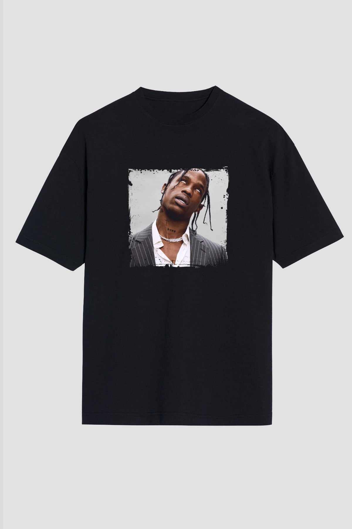 Travis Scott Baskılı Unisex Oversize Siyah Tişört