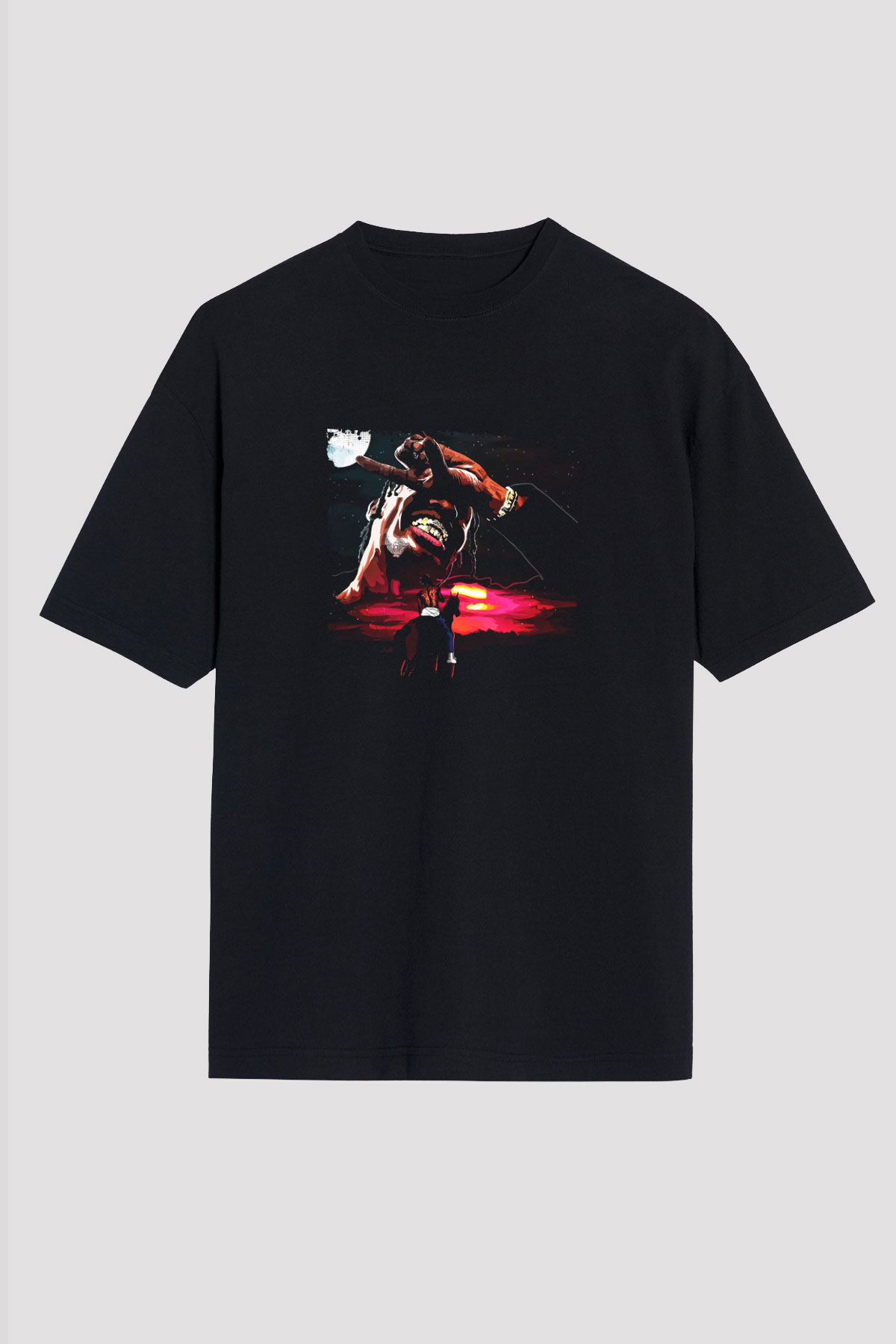 Travis Scott Baskılı Unisex Oversize Siyah Tişört