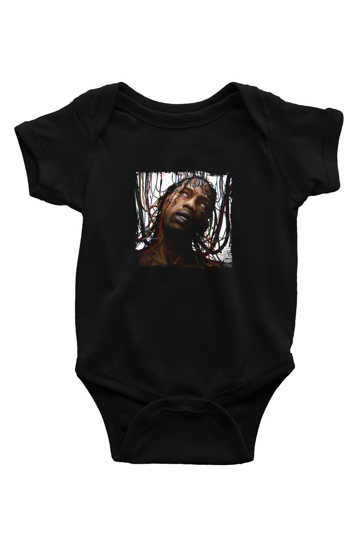 Travis Scott Baskılı Unisex Siyah Bebek Body - Zıbın