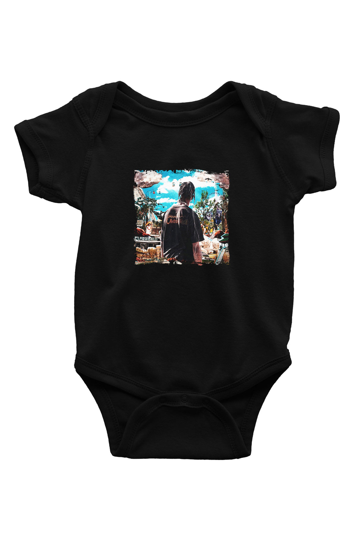 Travis Scott Baskılı Unisex Siyah Bebek Body - Zıbın
