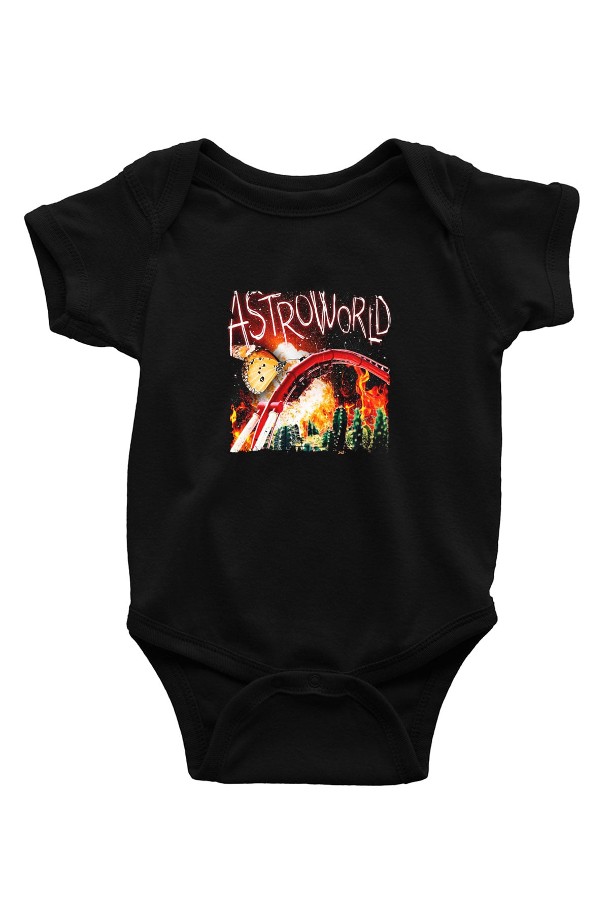 Travis Scott Baskılı Unisex Siyah Bebek Body - Zıbın
