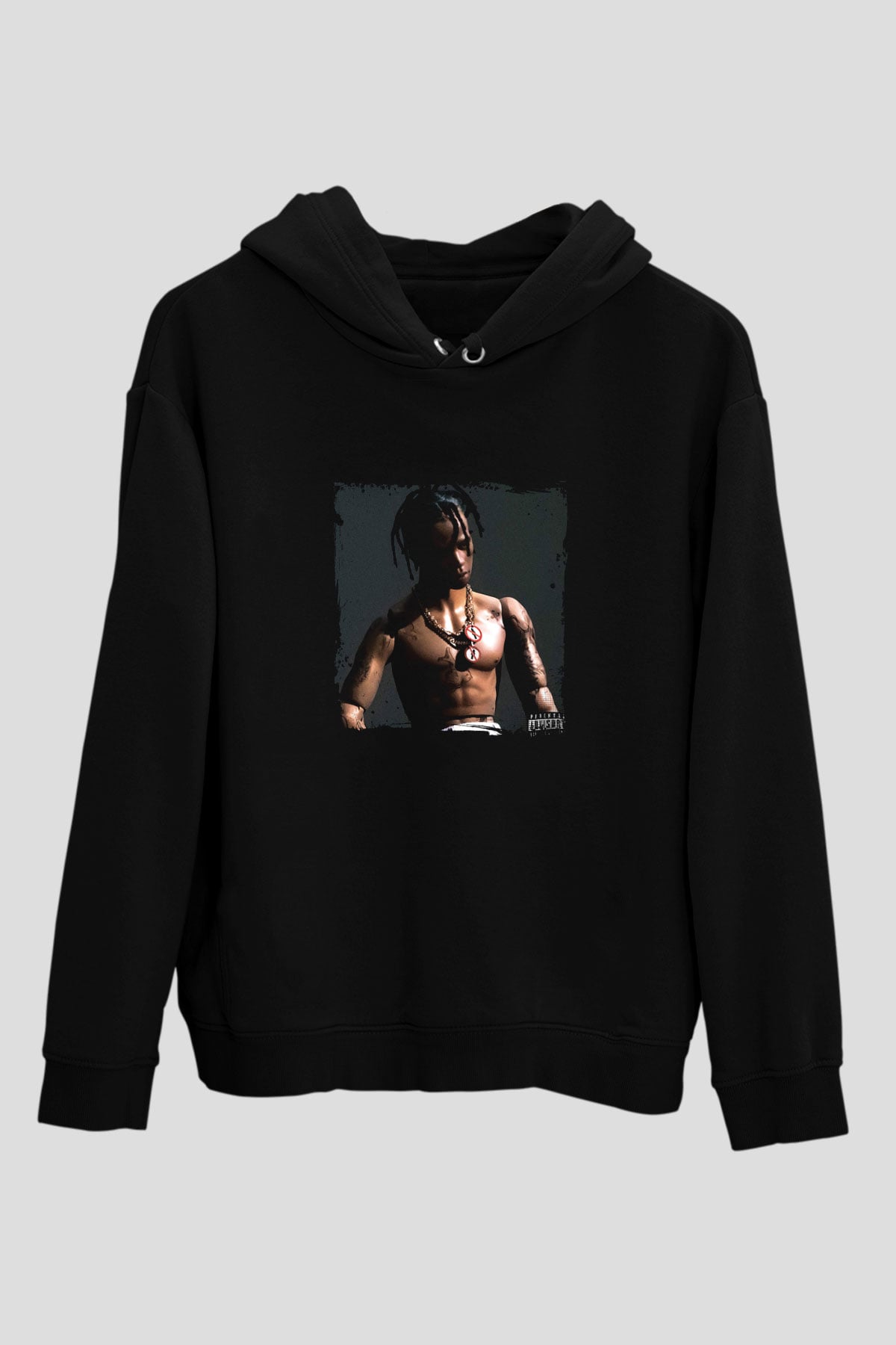 Travis Scott Baskılı Unisex Siyah Hoodie
