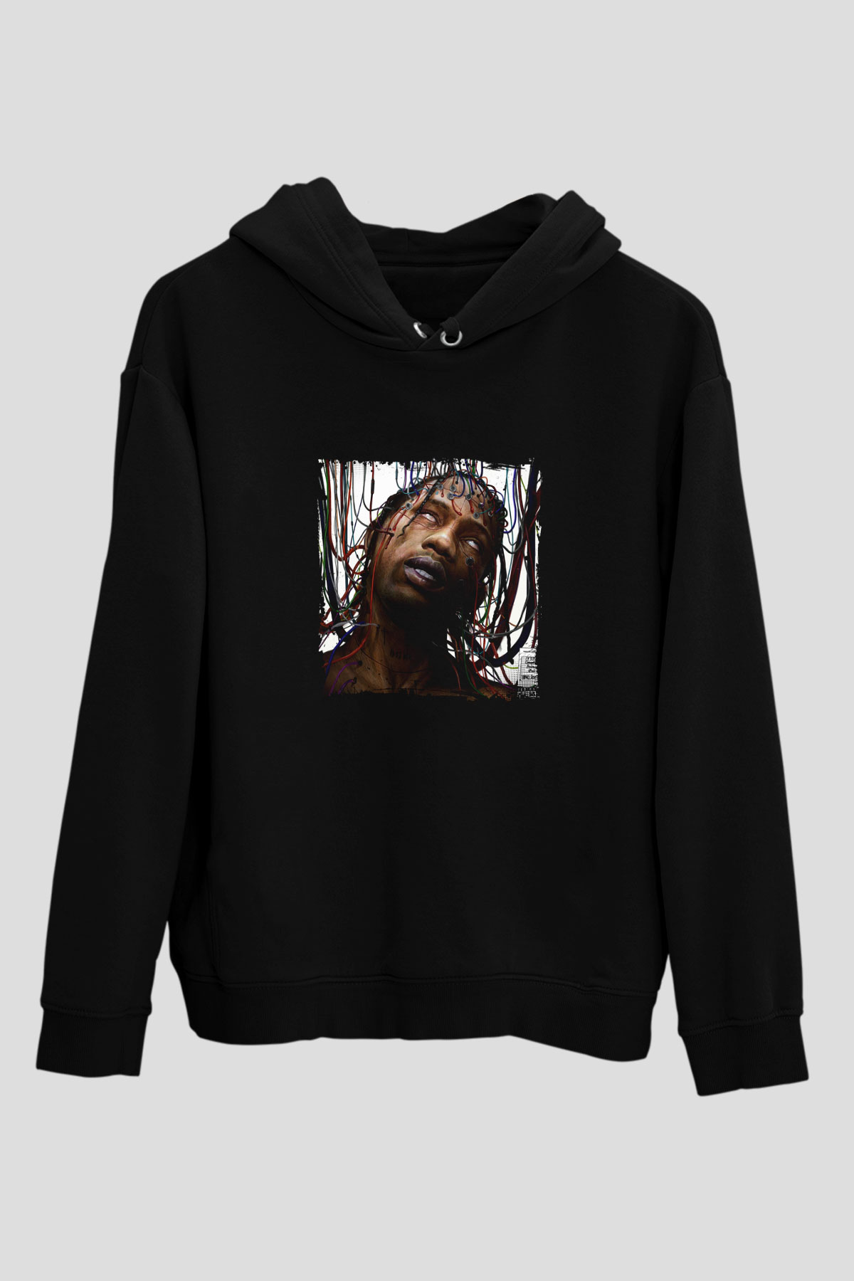 Travis Scott Baskılı Unisex Siyah Hoodie
