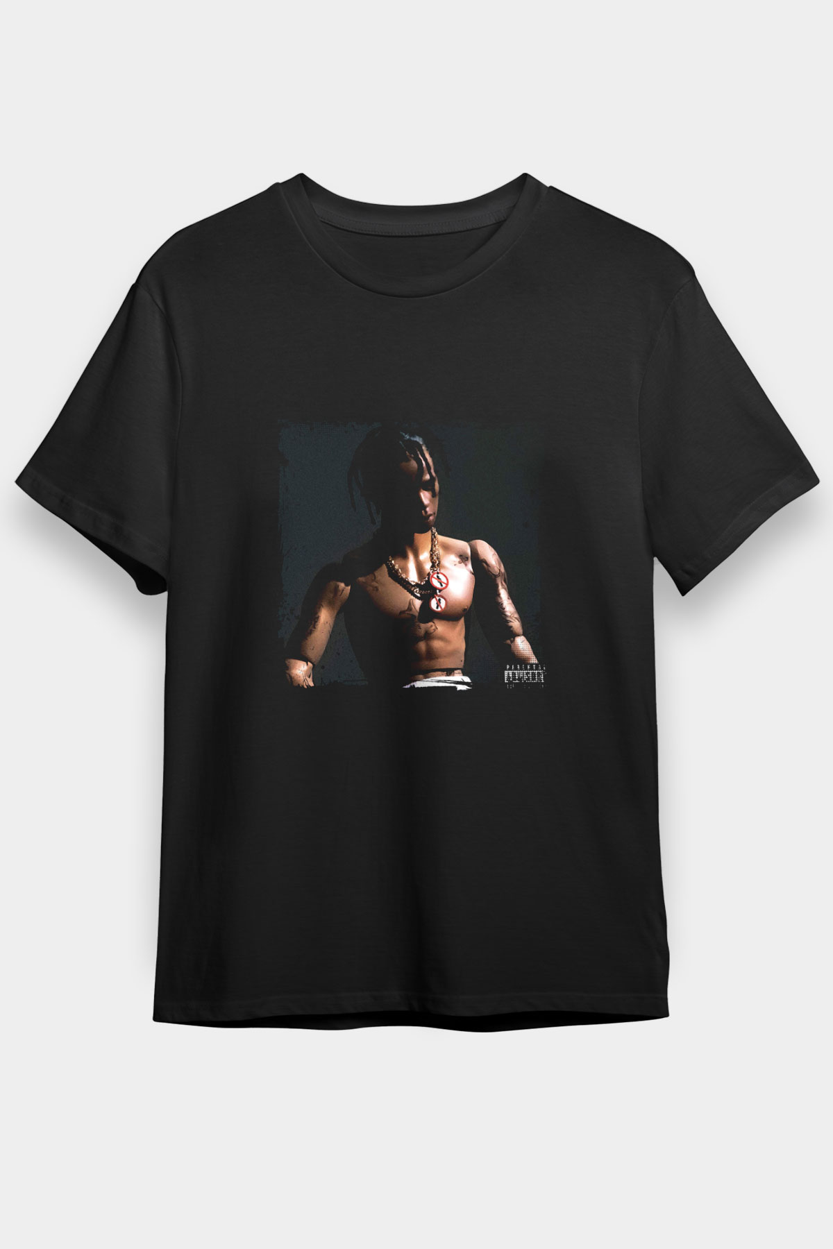 Travis Scott Baskılı Unisex Siyah Tişört