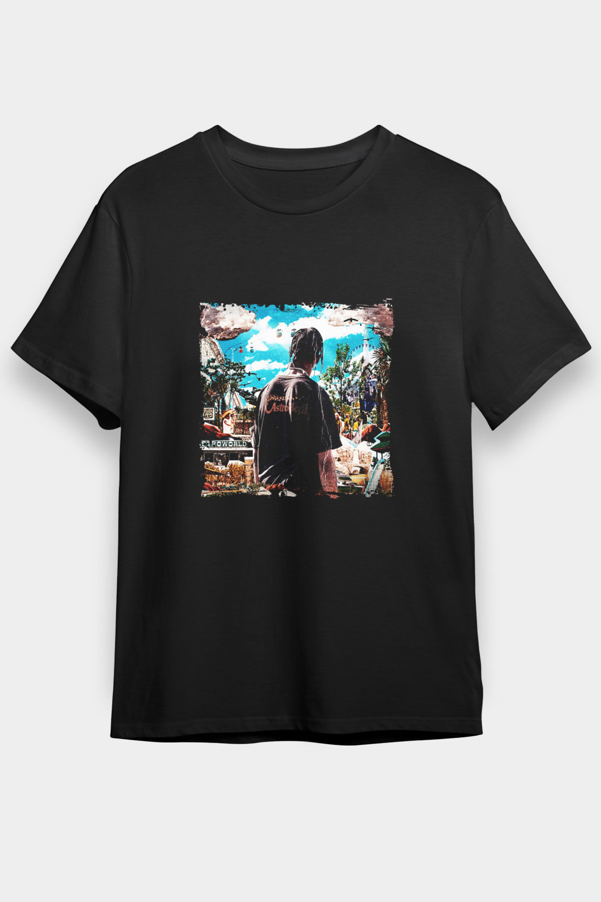 Travis Scott Baskılı Unisex Siyah Tişört