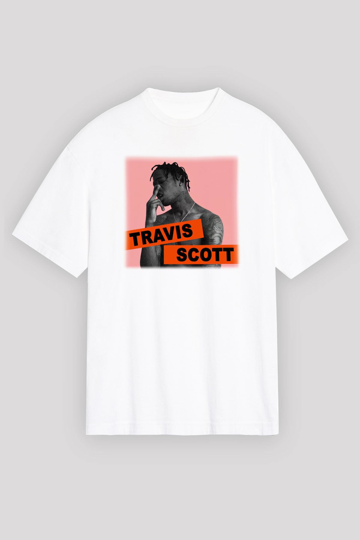 Travis Scott Beyaz Unisex Oversize Tişört T-Shirt