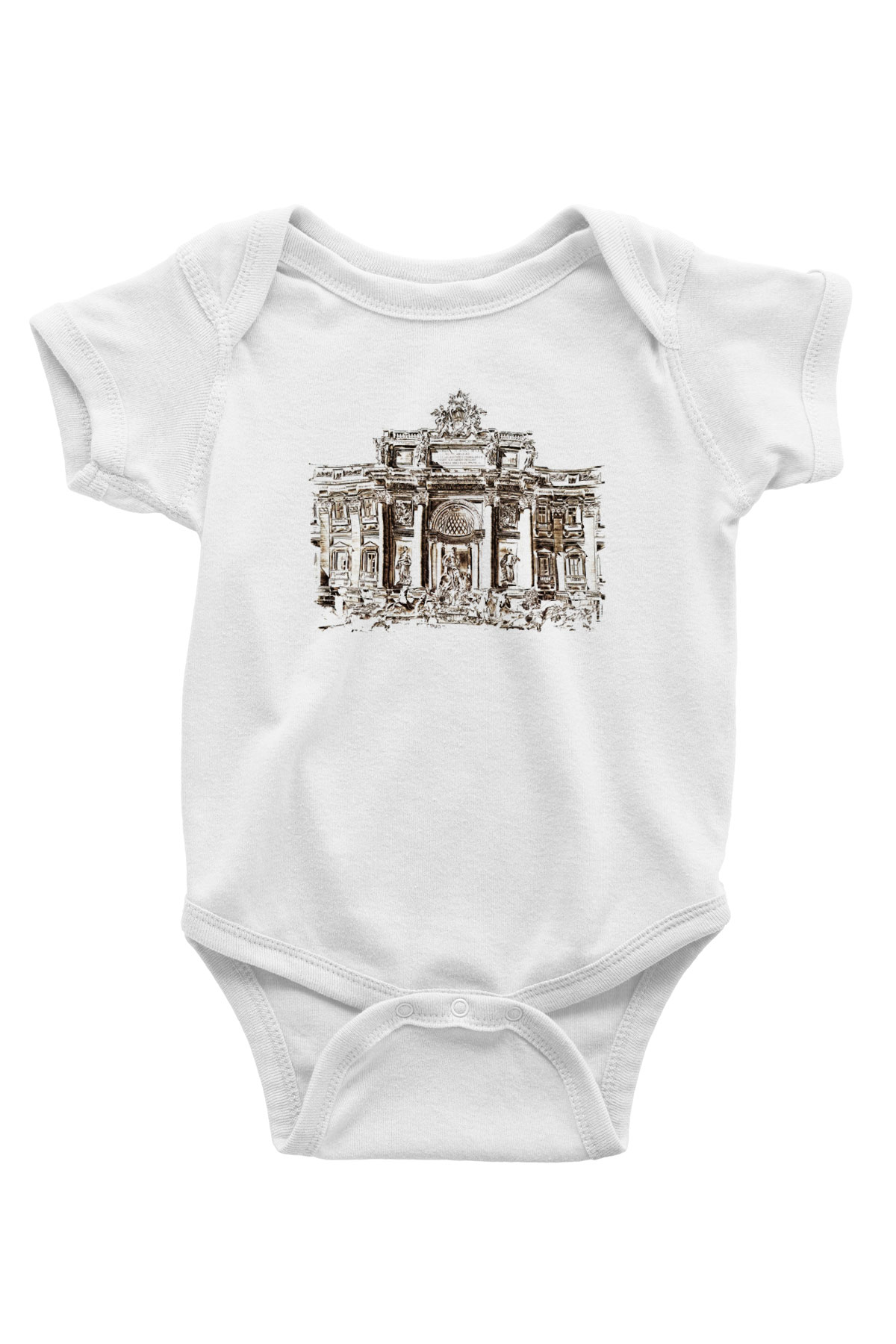 Trevi Çeşmesi Baskılı Beyaz Unisex Bebek Body - Zıbın