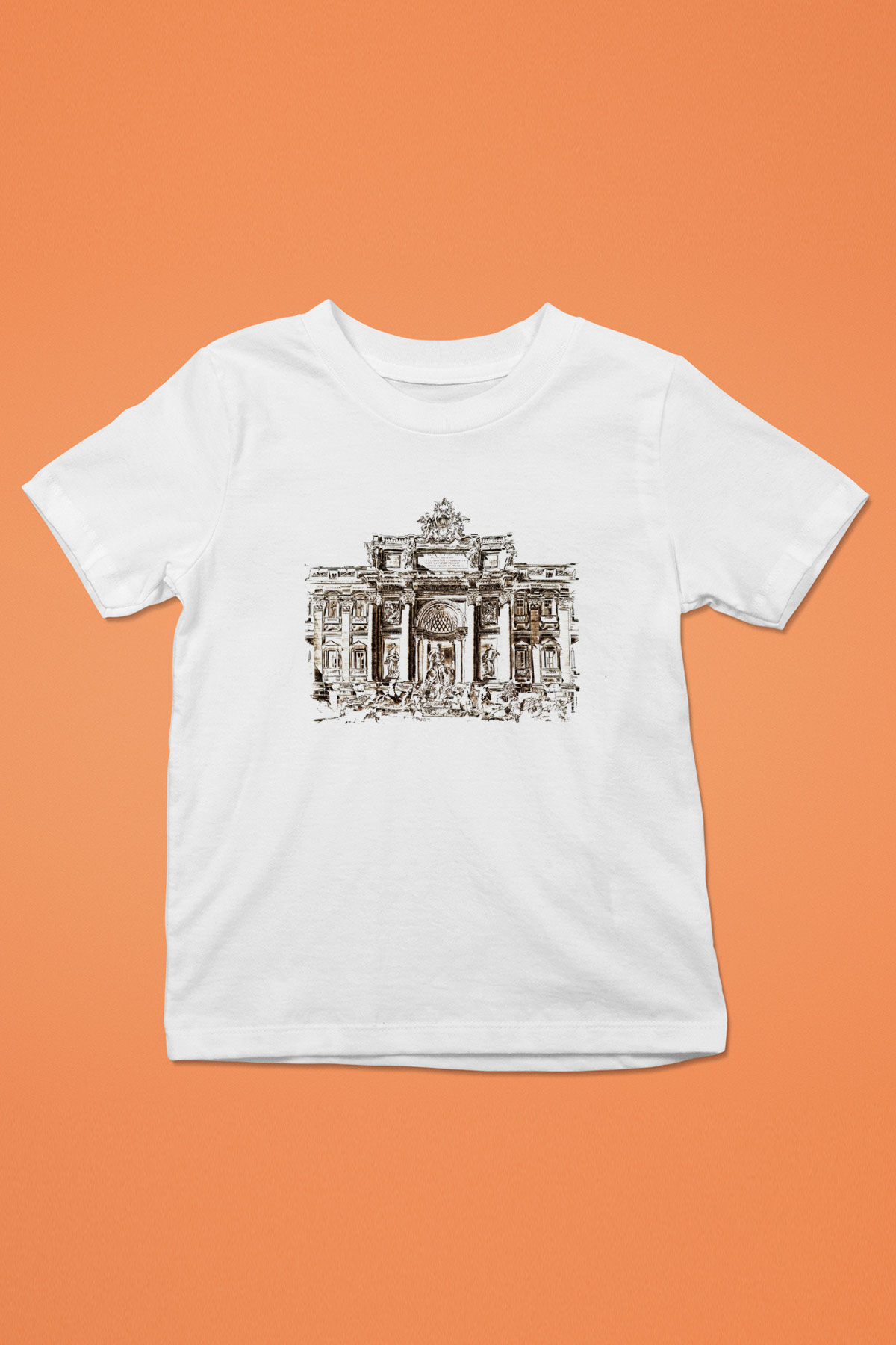 Trevi Çeşmesi Baskılı Beyaz Unisex Çocuk Tişört