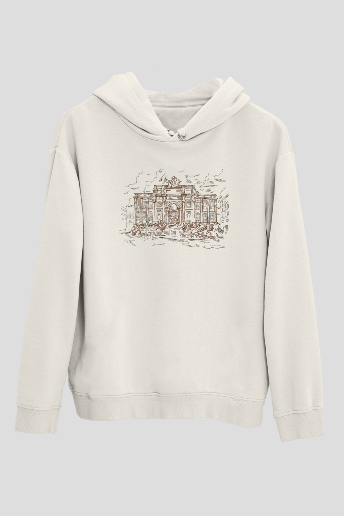 Trevi Çeşmesi Beyaz Unisex Kapşonlu Sweatshirt