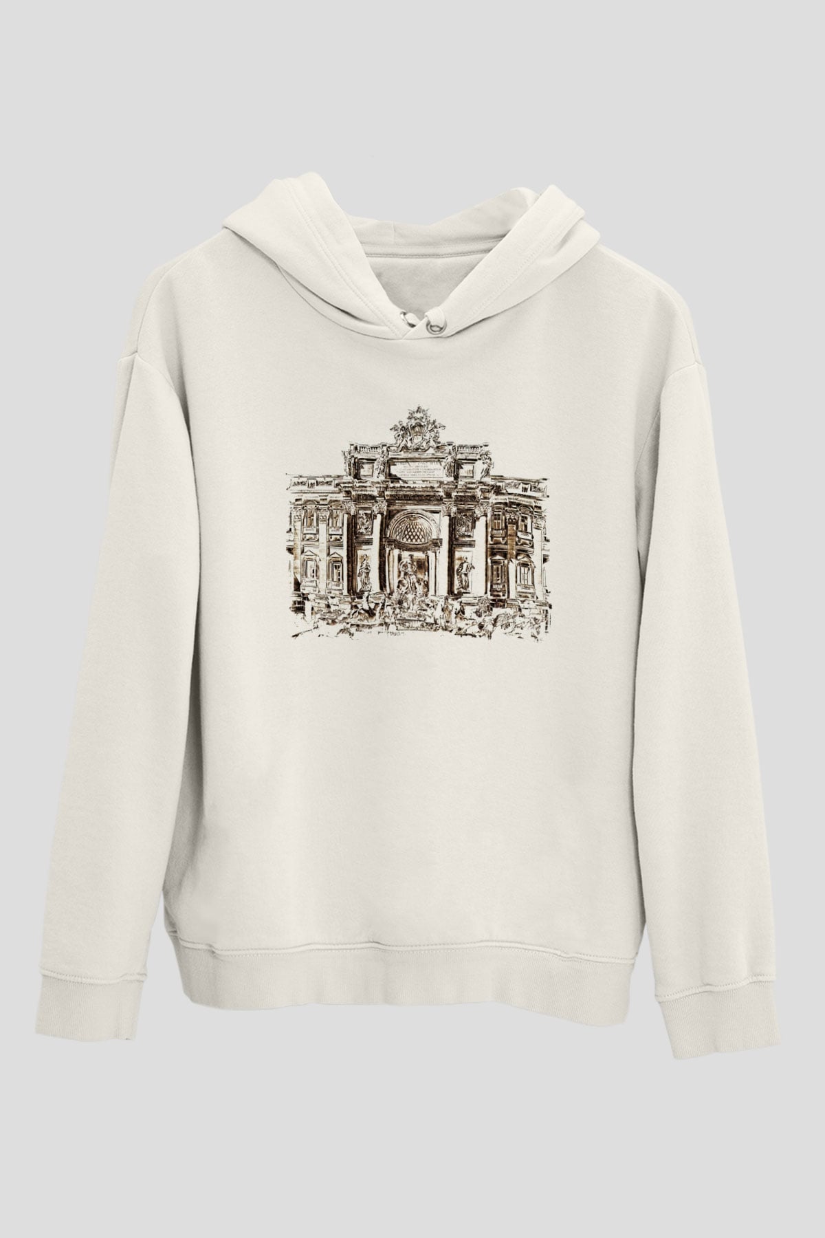 Trevi Çeşmesi Beyaz Unisex Kapşonlu Sweatshirt
