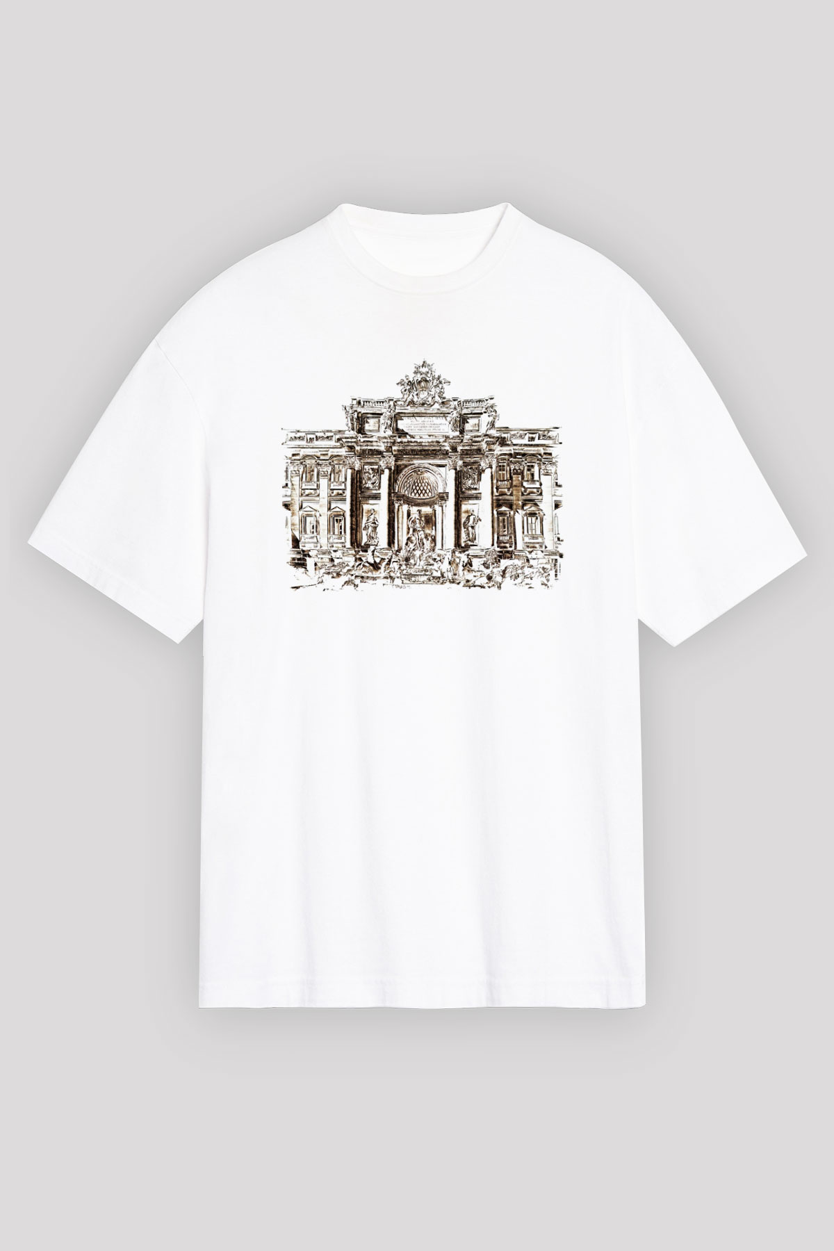 Trevi Çeşmesi Beyaz Unisex Oversize Tişört T-Shirt