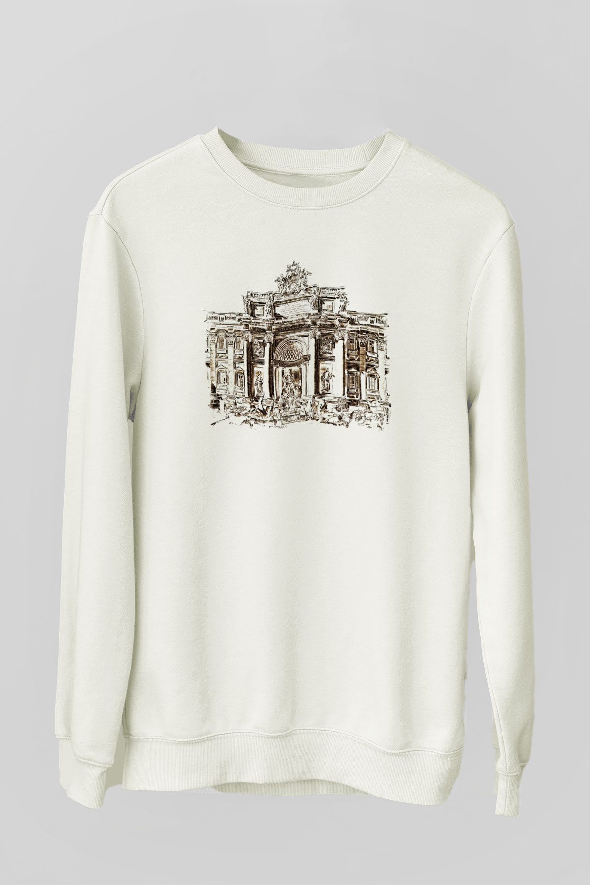 Trevi Çeşmesi Beyaz Unisex Sweatshirt