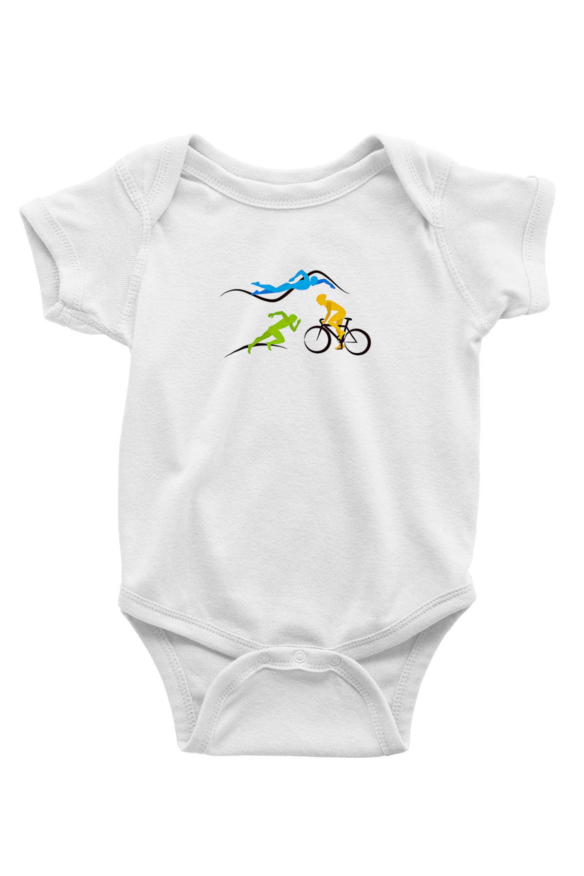 Triathlon Baskılı Beyaz Bebek Body - Zıbın