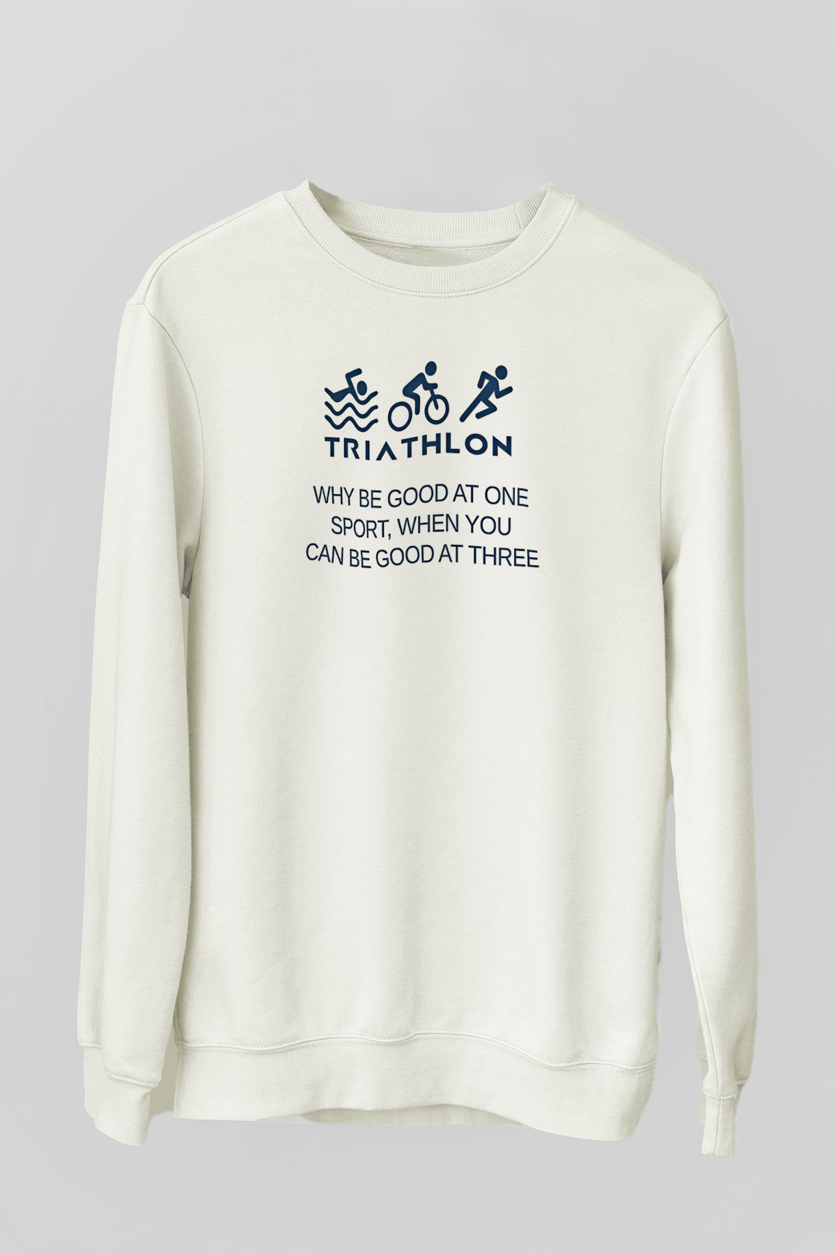 Triathlon Baskılı Unisex Ekru Sweatshirt