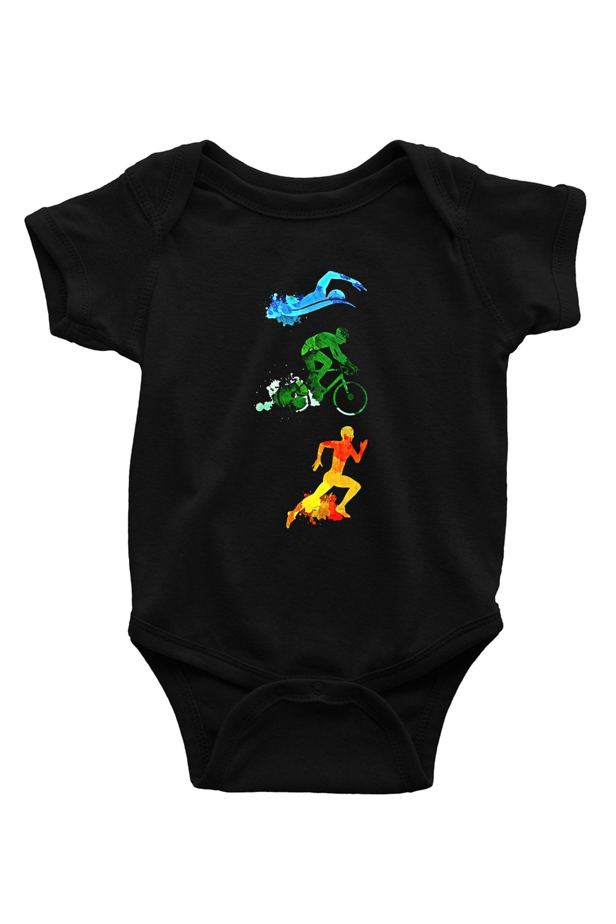 Triathlon Baskılı Unisex Siyah Bebek Body - Zıbın