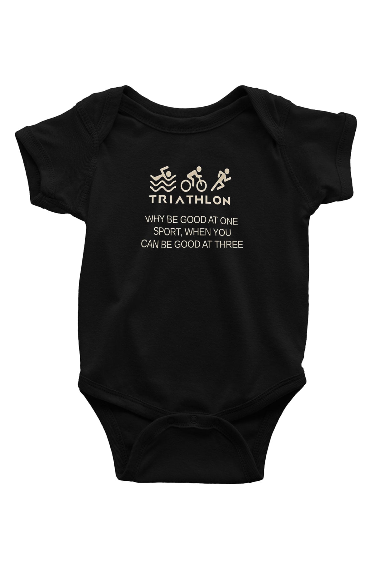 Triathlon Baskılı Unisex Siyah Bebek Body - Zıbın