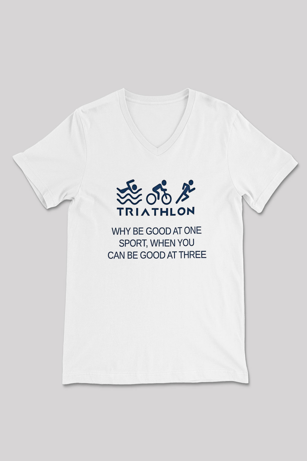 Triathlon Baskılı Unisex V Yaka Tişört - Tshirt