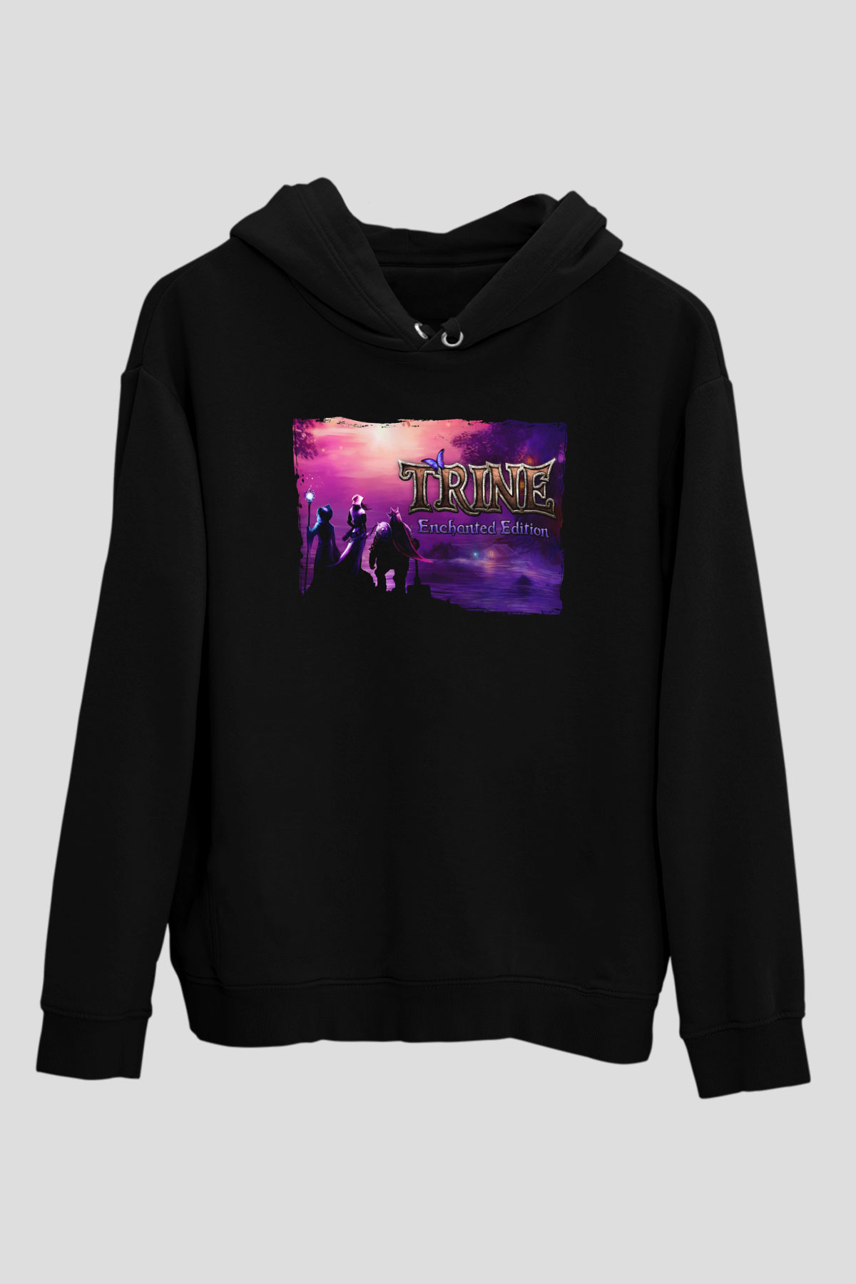 Trine Siyah Unisex Hoodie