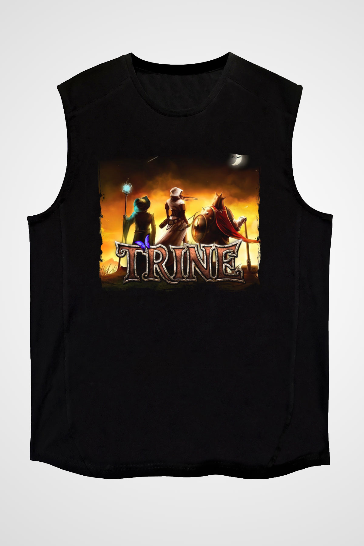 Trine Siyah Unisex Kolsuz Tişört