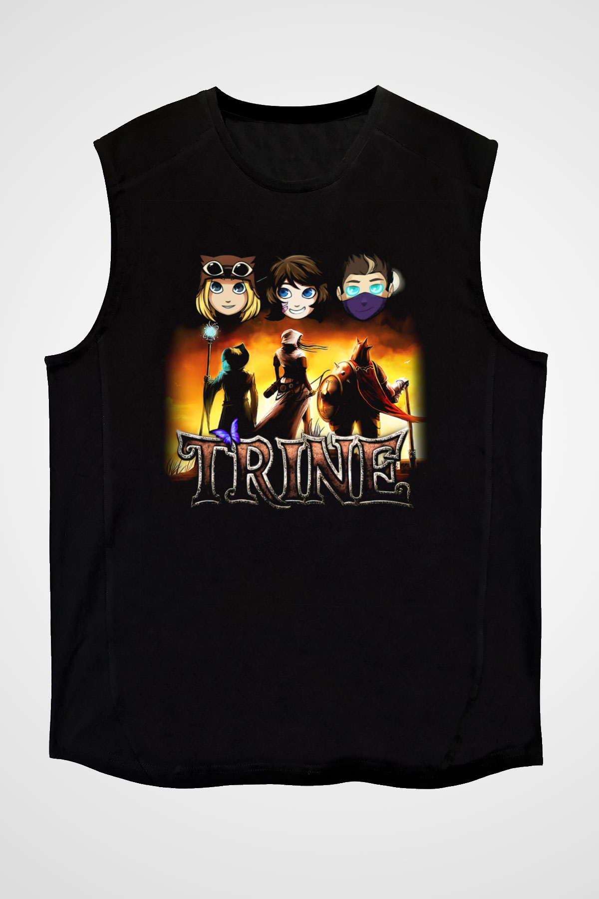 Trine Siyah Unisex Kolsuz Tişört