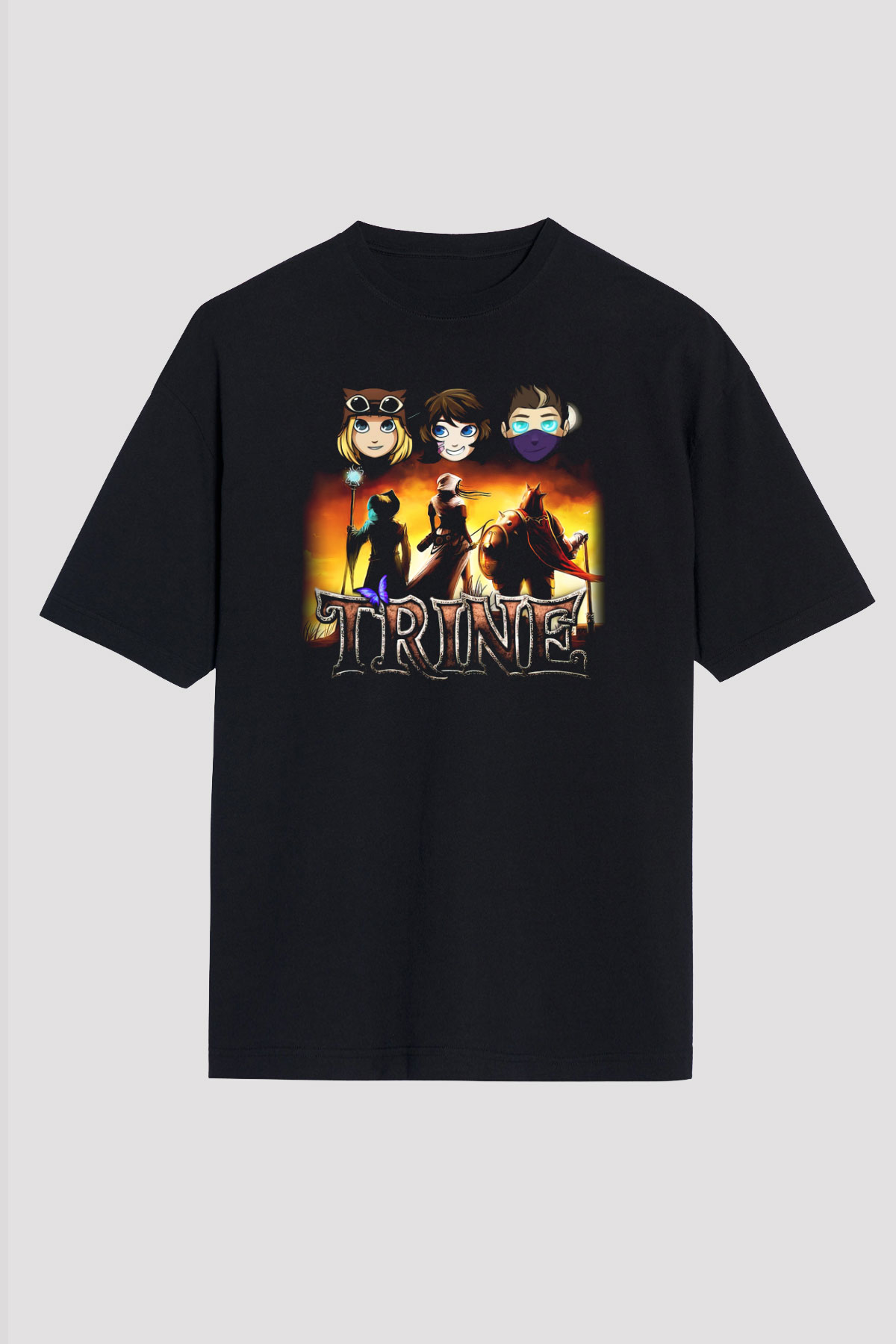 Trine Siyah Unisex Oversize Tişört T-Shirt