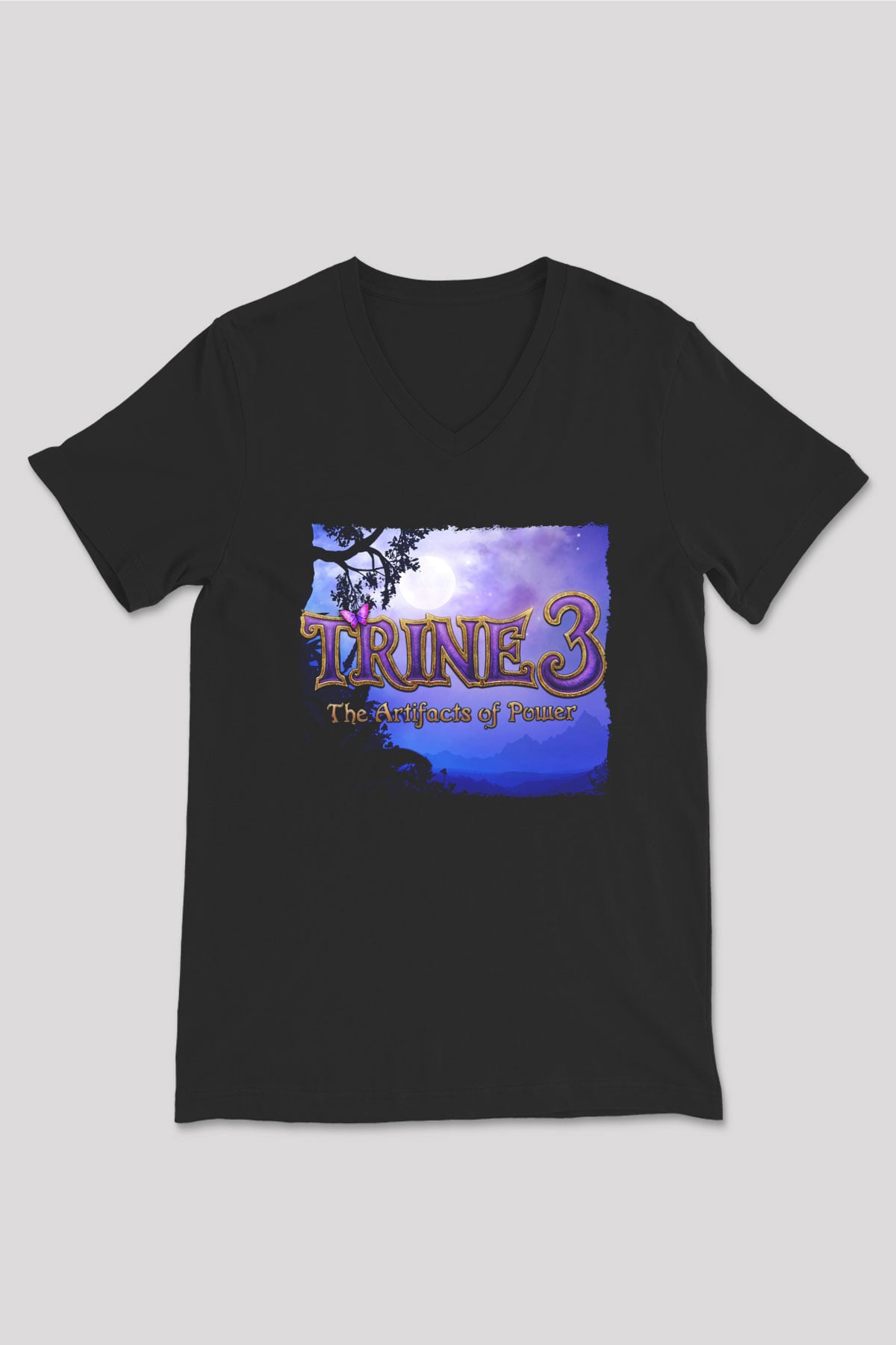 Trine Siyah Unisex V Yaka Tişört