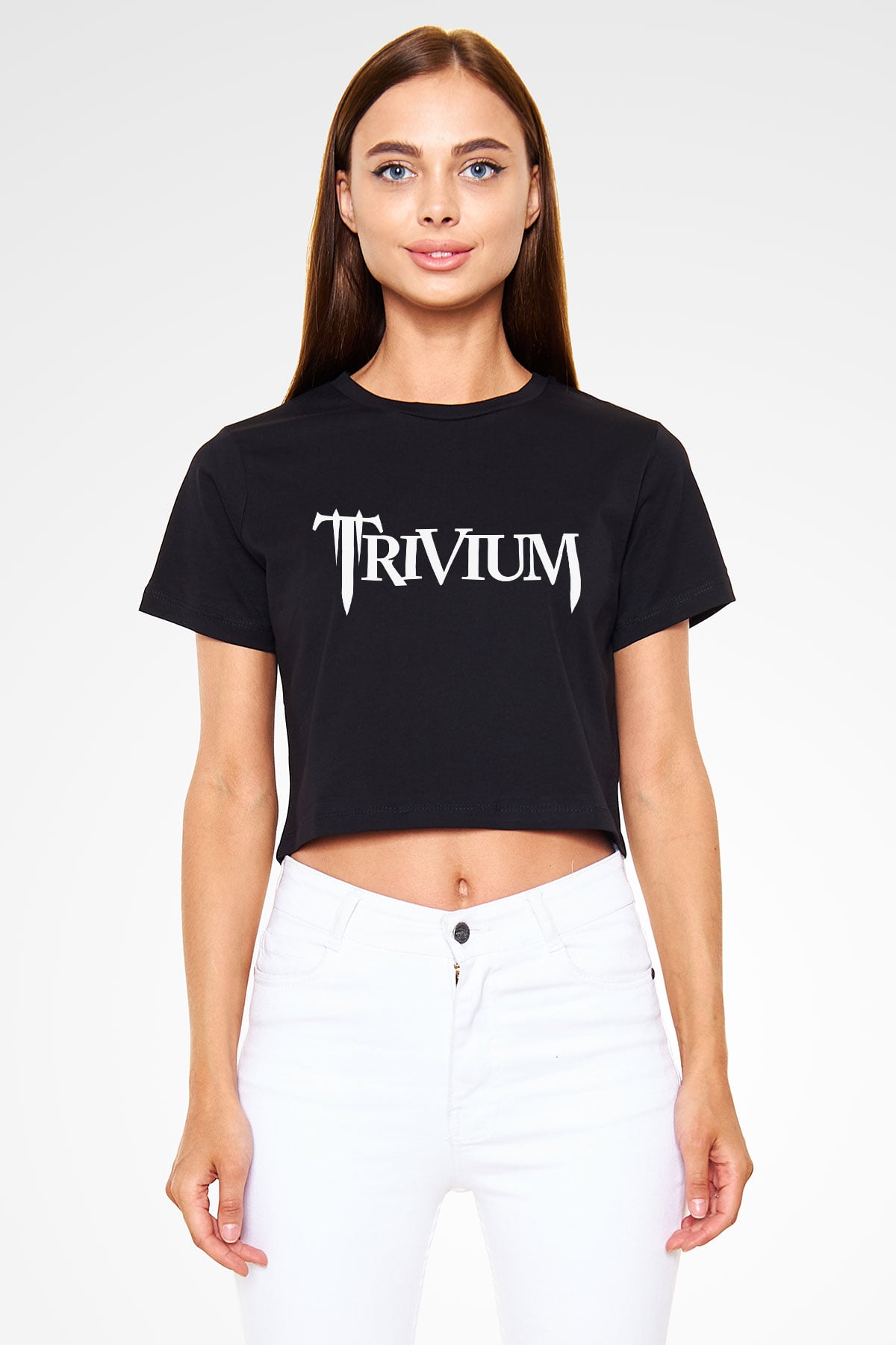 Trivium Siyah Crop Top Tişört