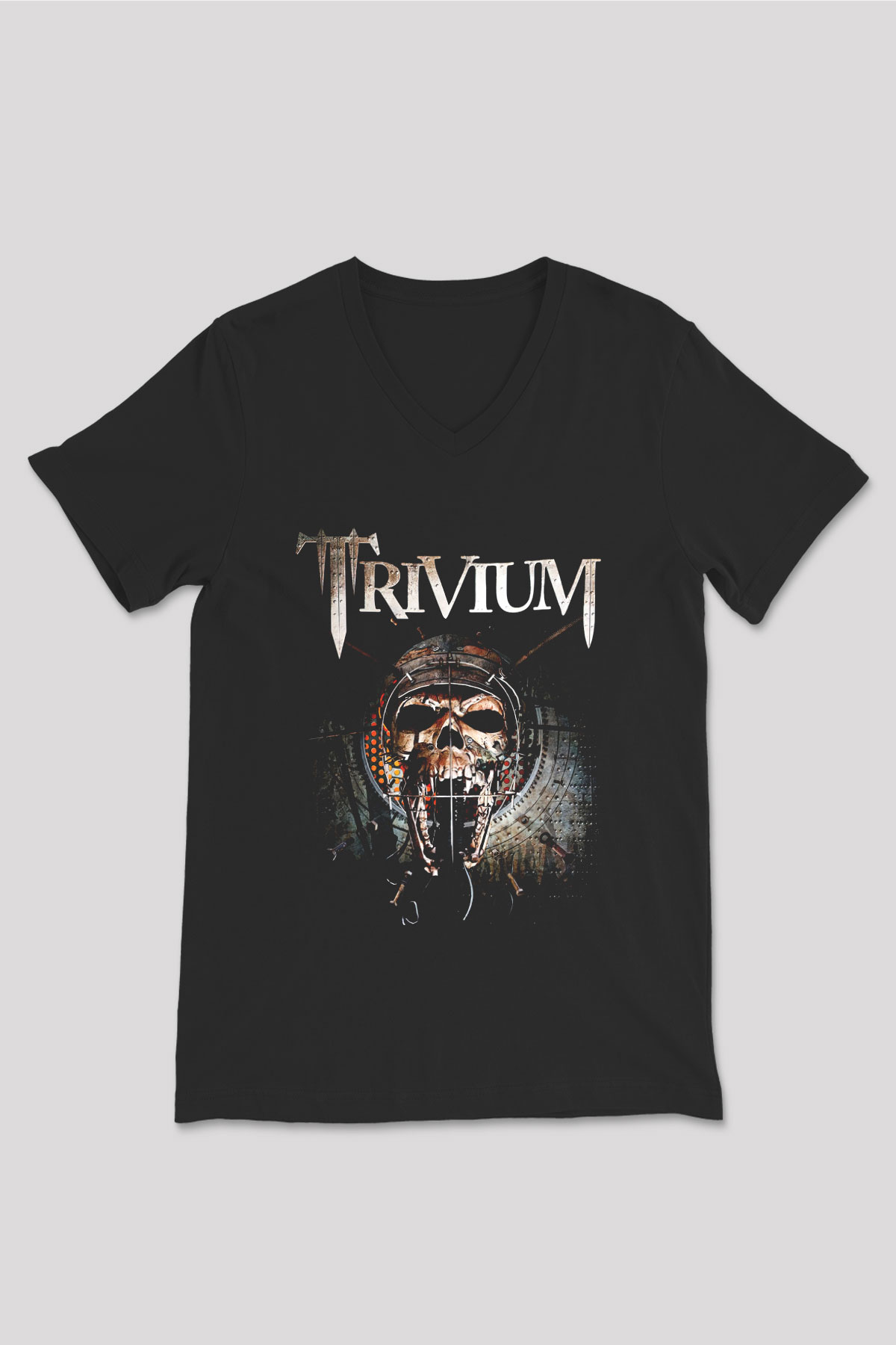 Trivium Siyah Unisex V Yaka Tişört T-Shirt