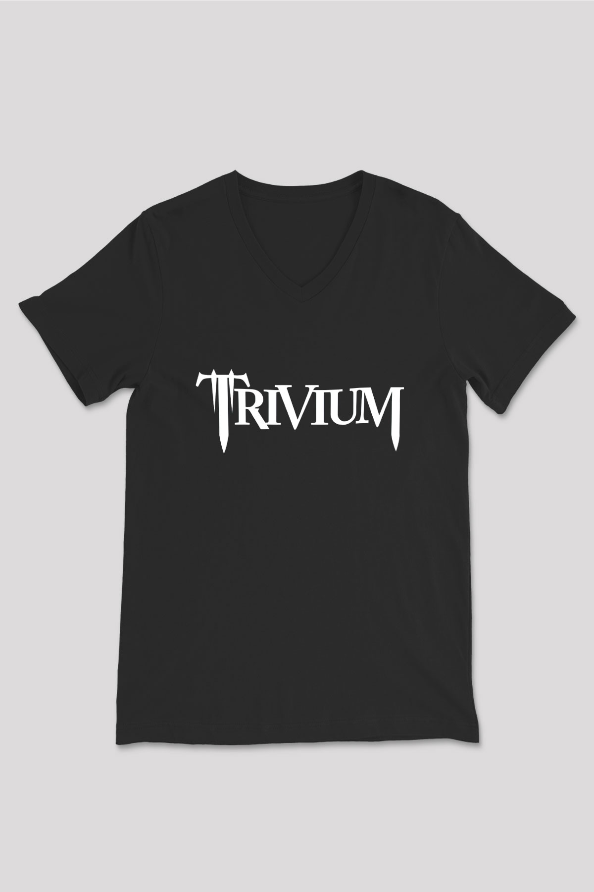 Trivium Siyah Unisex V Yaka Tişört T-Shirt