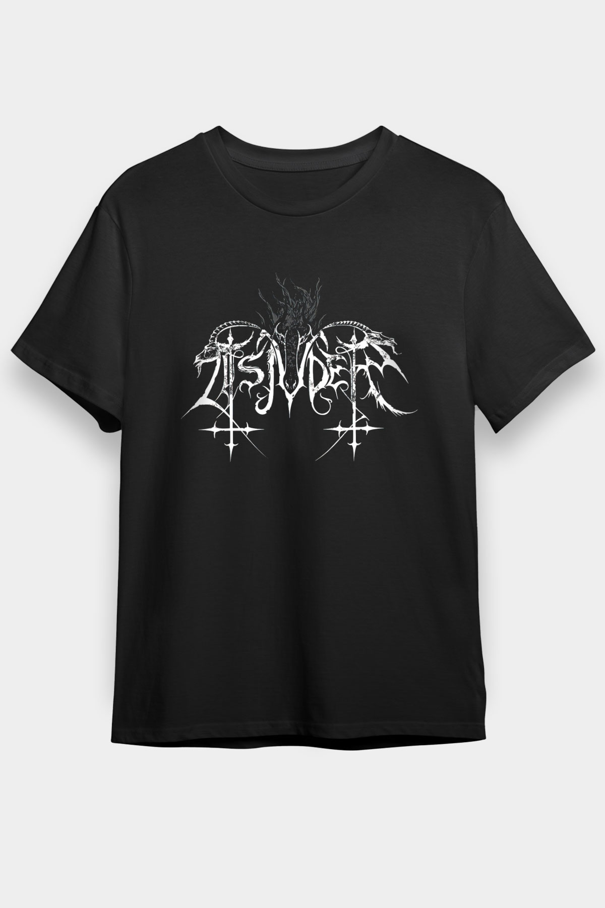 Tsjuder Baskılı Unisex Siyah Tişört - Tshirt