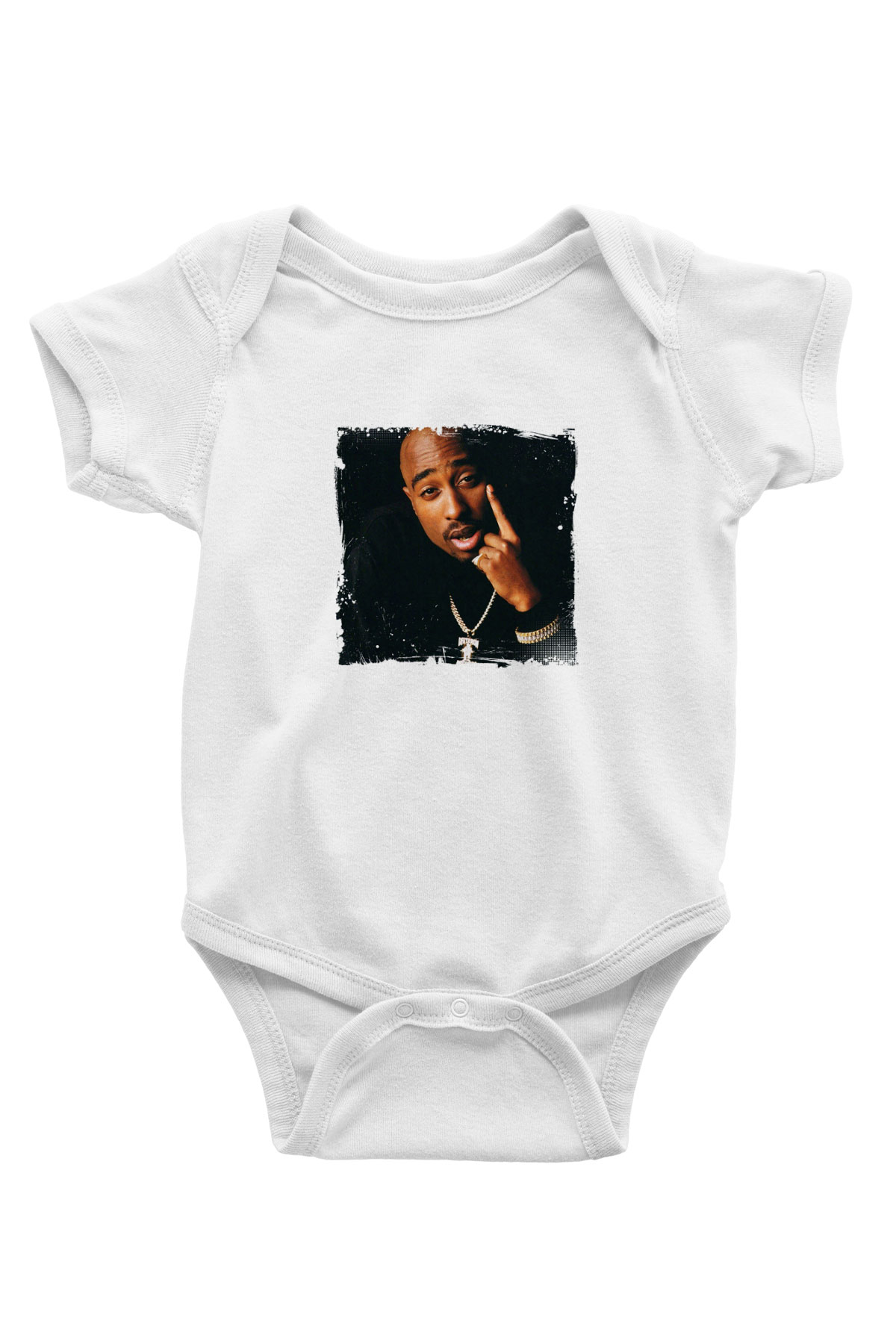 Tupac Baskılı Unisex Beyaz Bebek Body - Zıbın