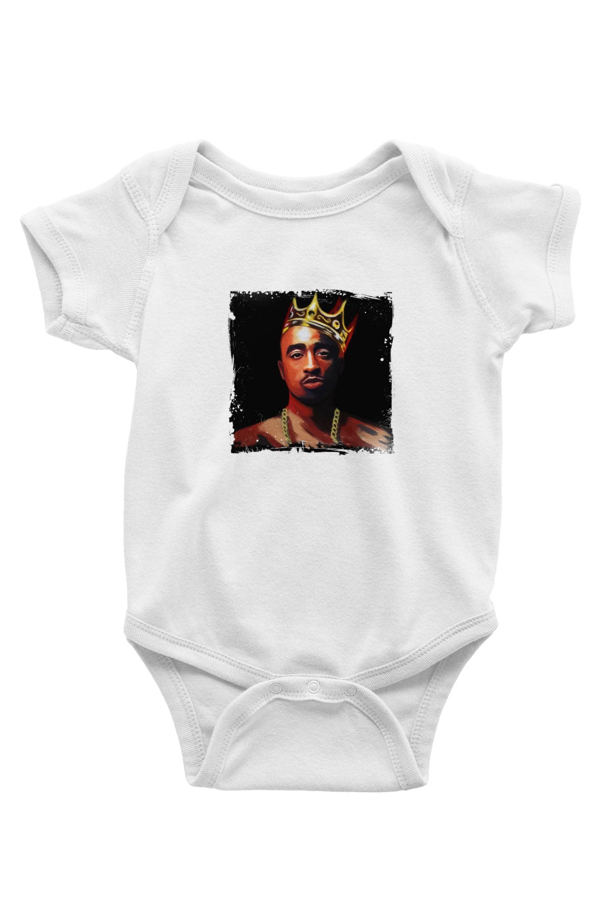 Tupac Baskılı Unisex Beyaz Bebek Body - Zıbın