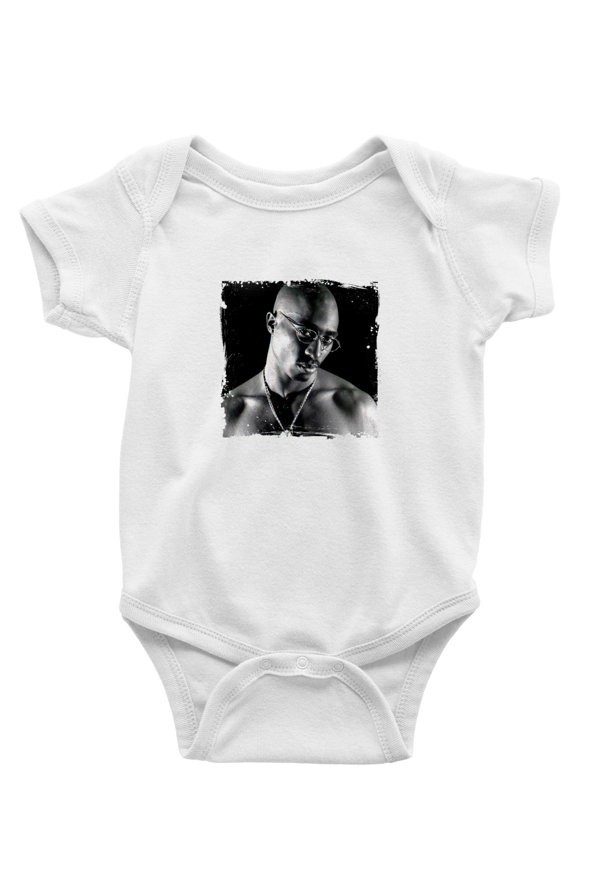 Tupac Baskılı Unisex Beyaz Bebek Body - Zıbın