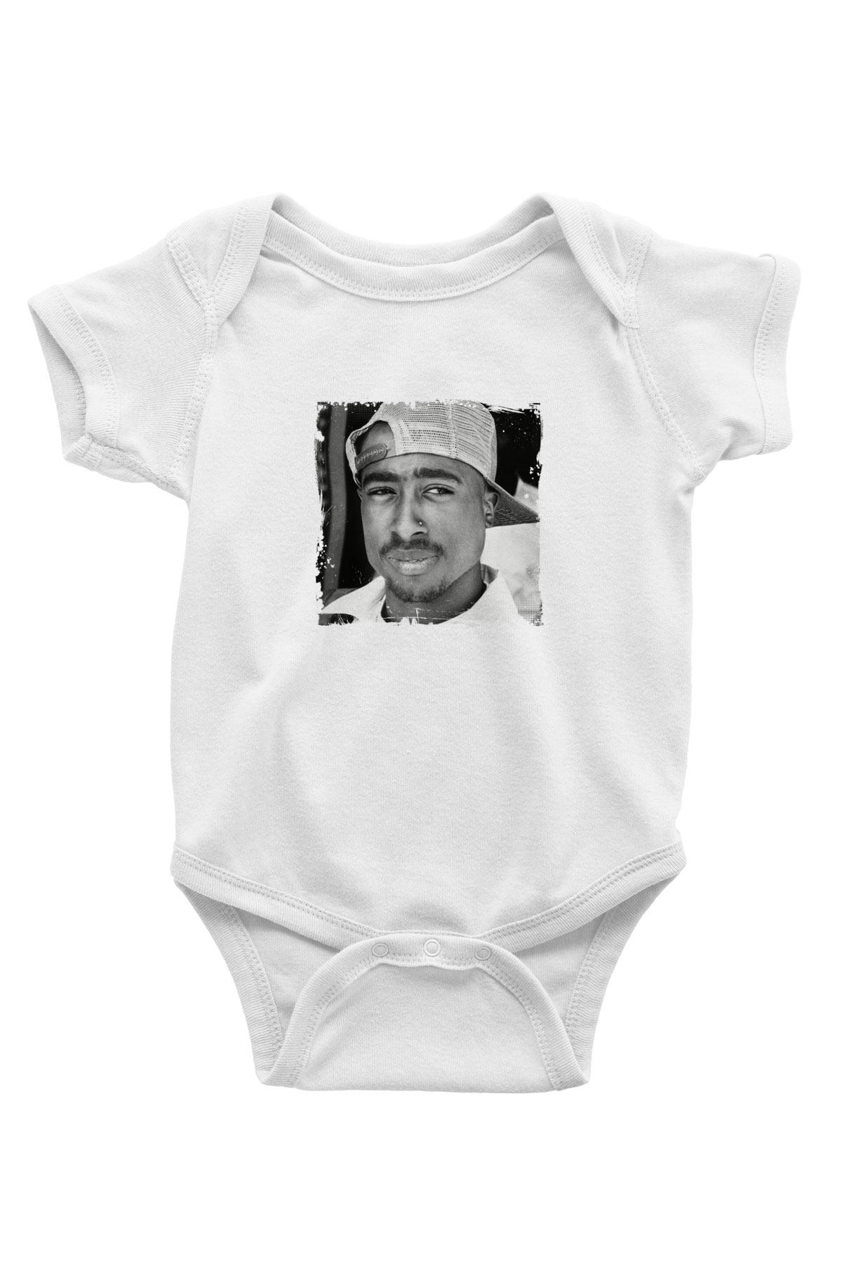 Tupac Baskılı Unisex Beyaz Bebek Body - Zıbın