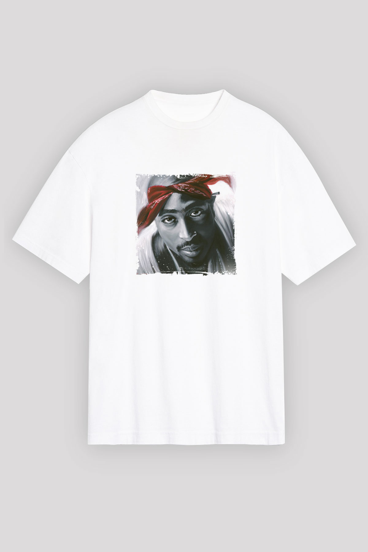Tupac Baskılı Unisex Beyaz Tişört
