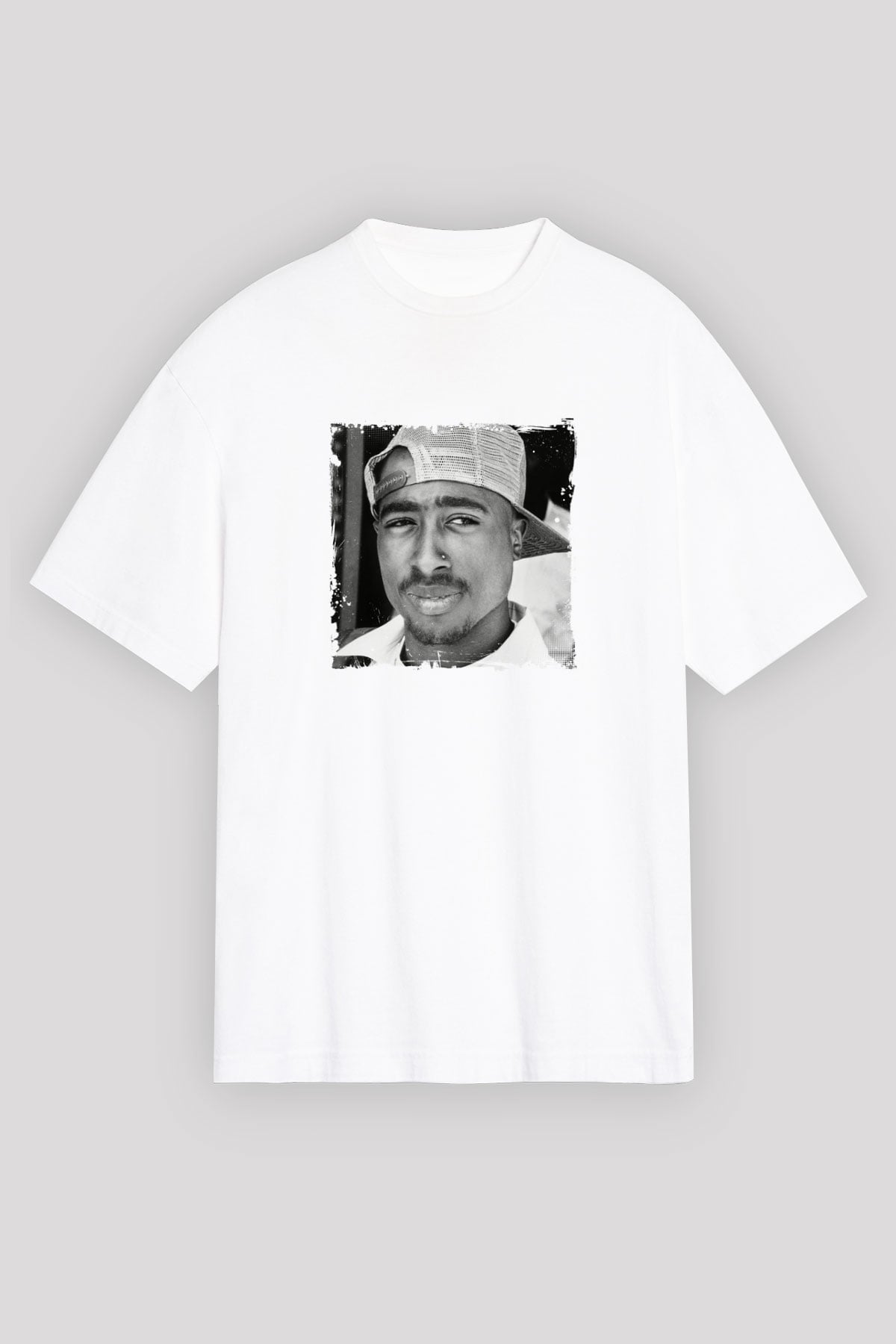 Tupac Baskılı Unisex Beyaz Tişört