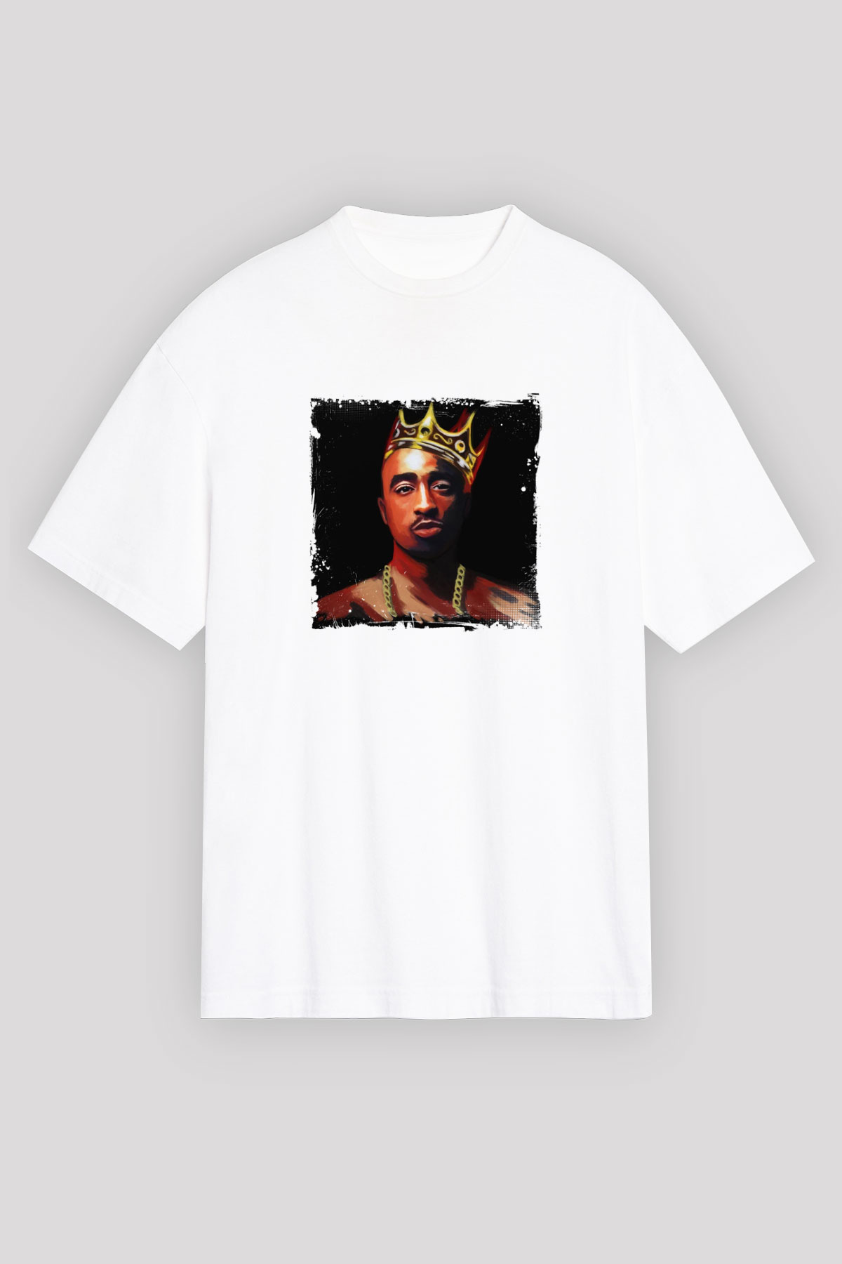 Tupac Baskılı Unisex Beyaz Tişört