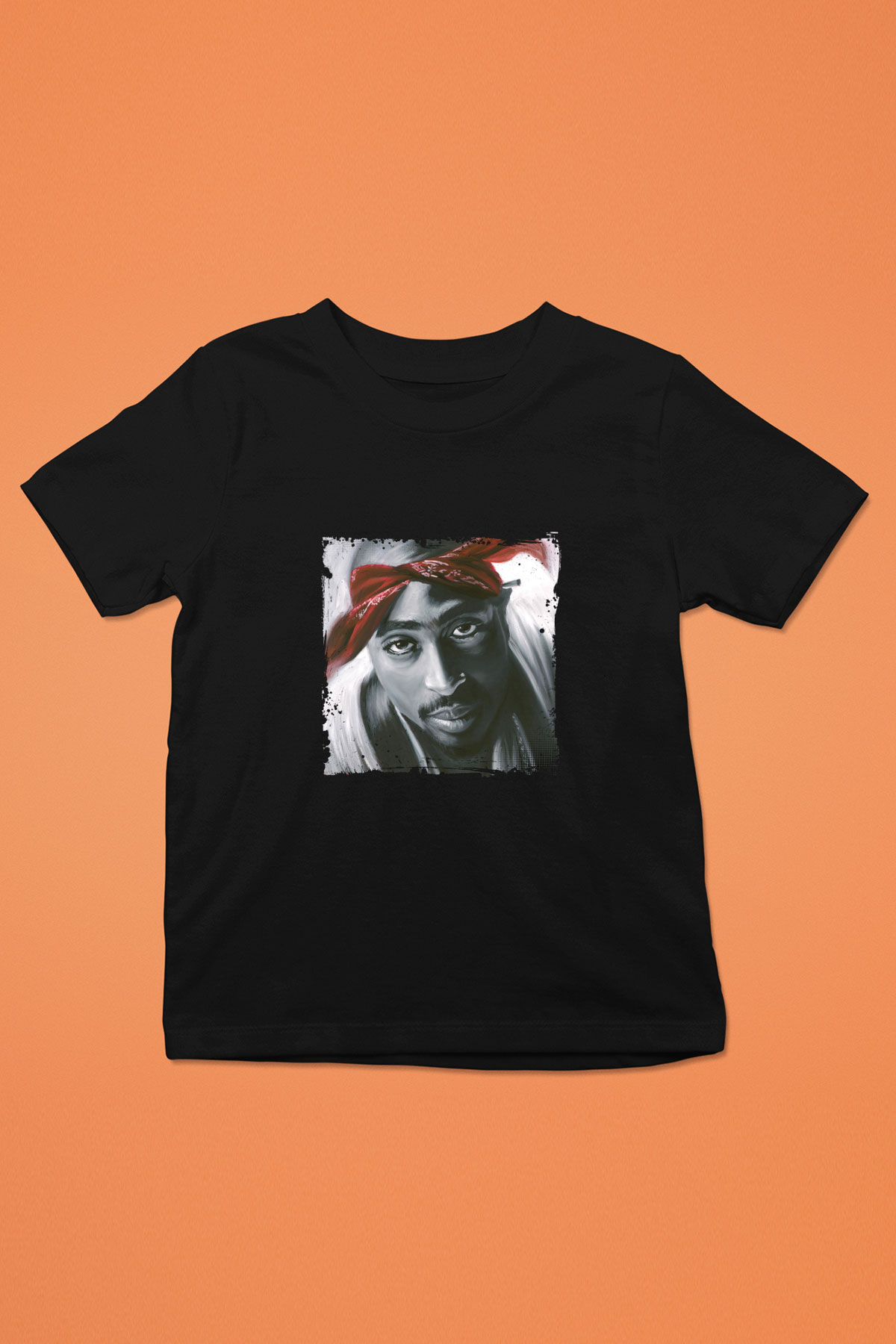 Tupac Baskılı Unisex Siyah Çocuk Tişört