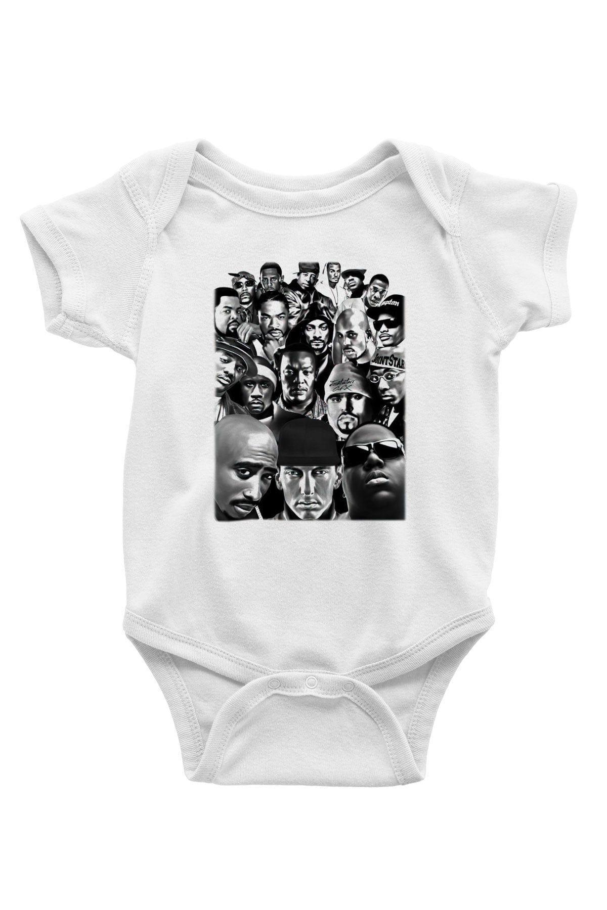 Tupac Shakur Baskılı Beyaz Unisex Bebek Body - Zıbın