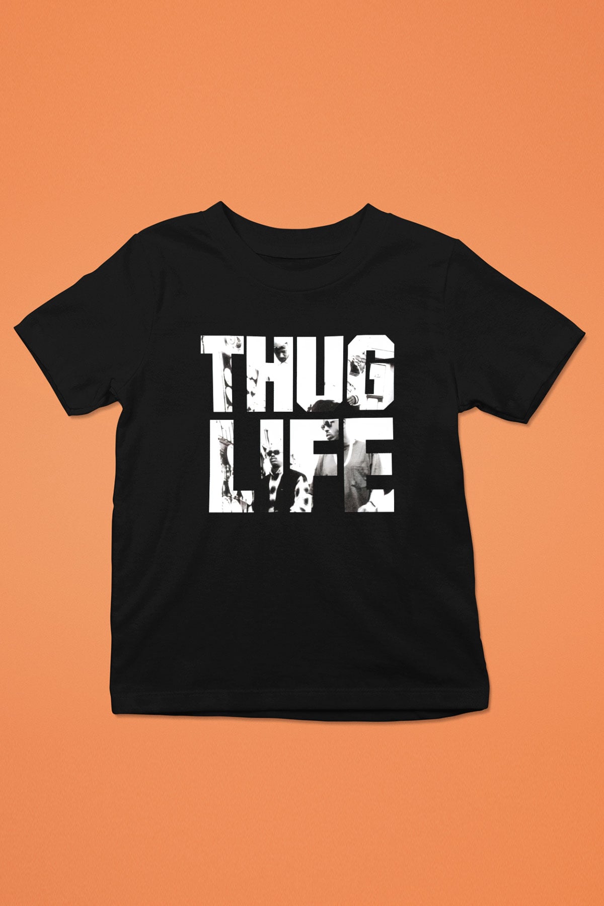 Tupac Shakur Baskılı Siyah Unisex Çocuk Tişört
