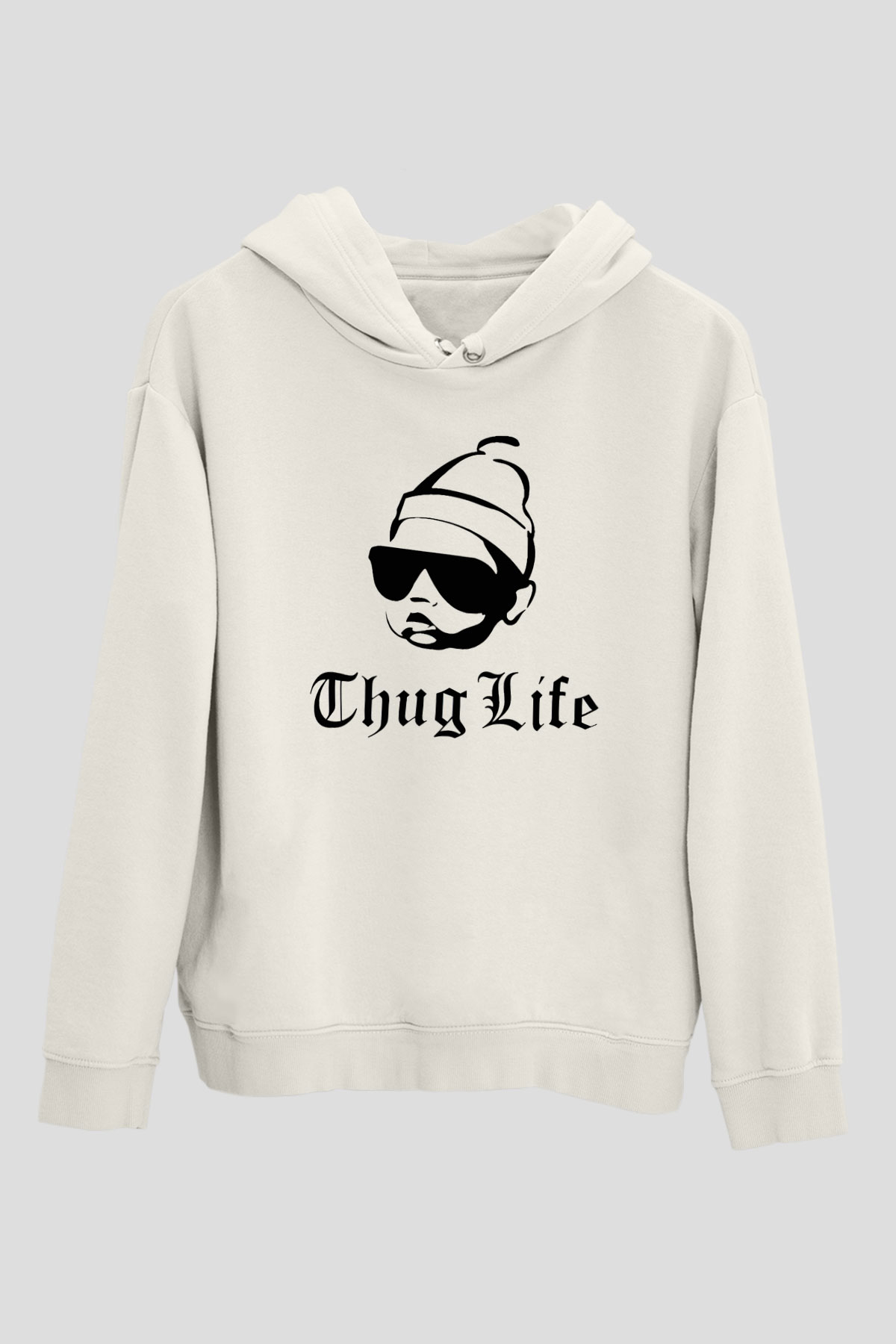 Tupac Shakur Beyaz Unisex Kapşonlu Sweatshirt