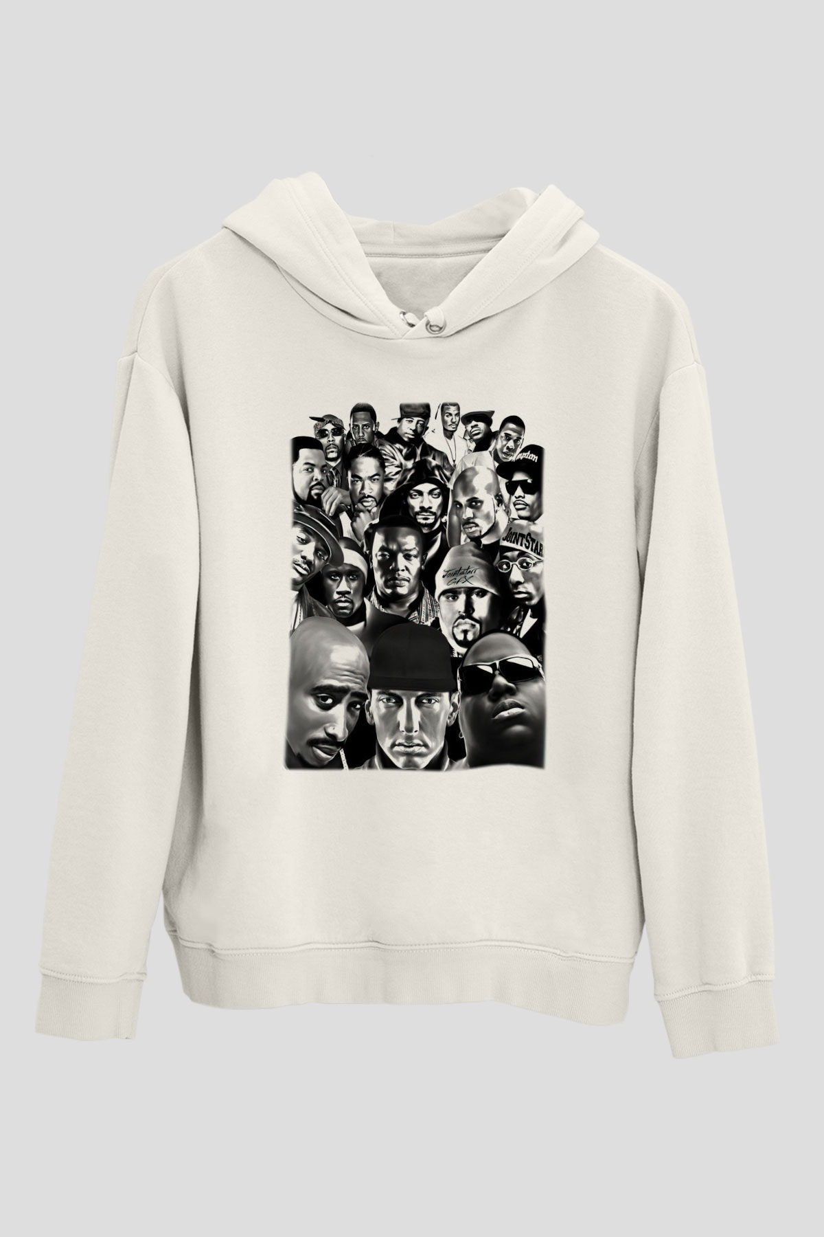 Tupac Shakur Beyaz Unisex Kapşonlu Sweatshirt