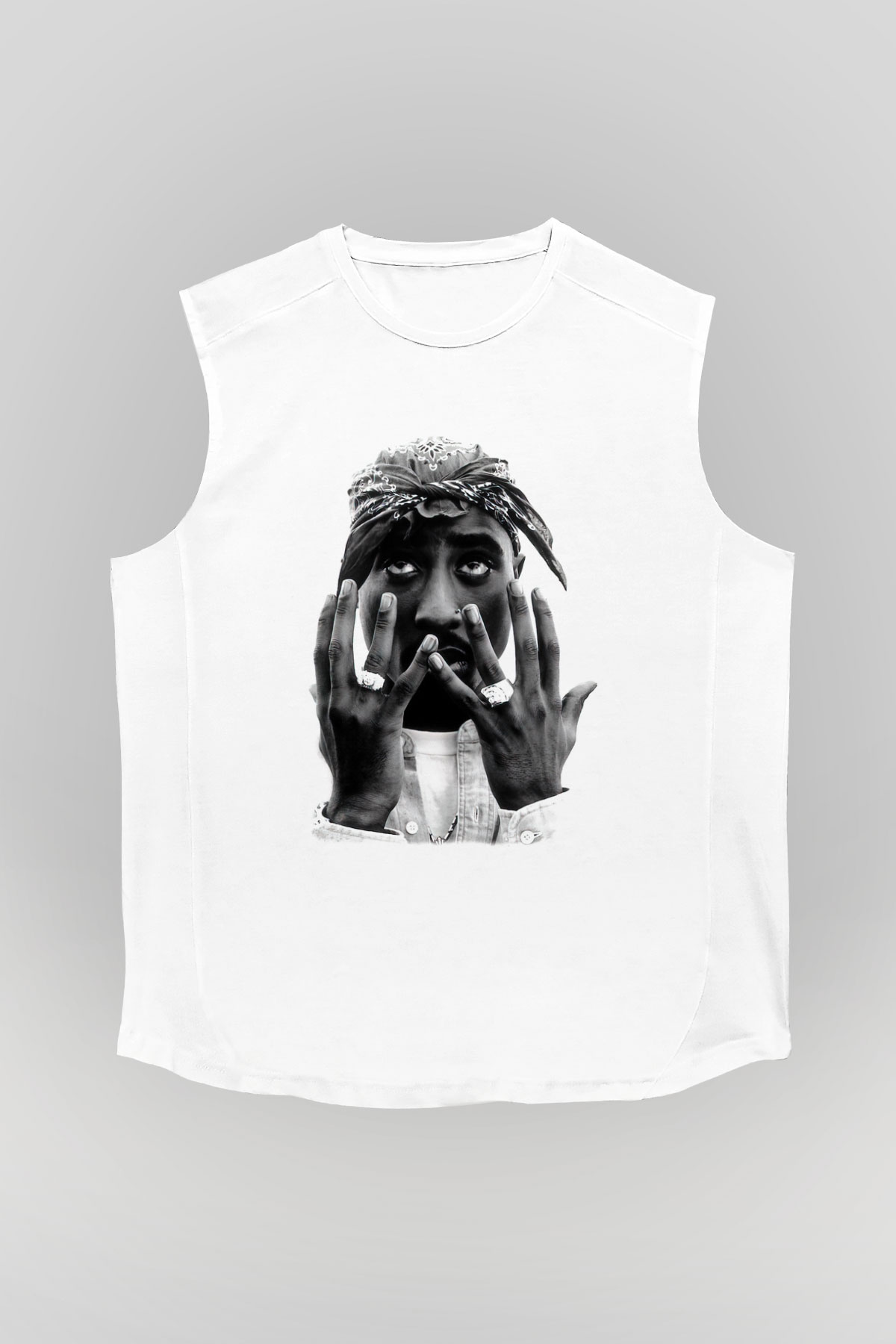 Tupac Shakur Beyaz Unisex Kolsuz Tişört