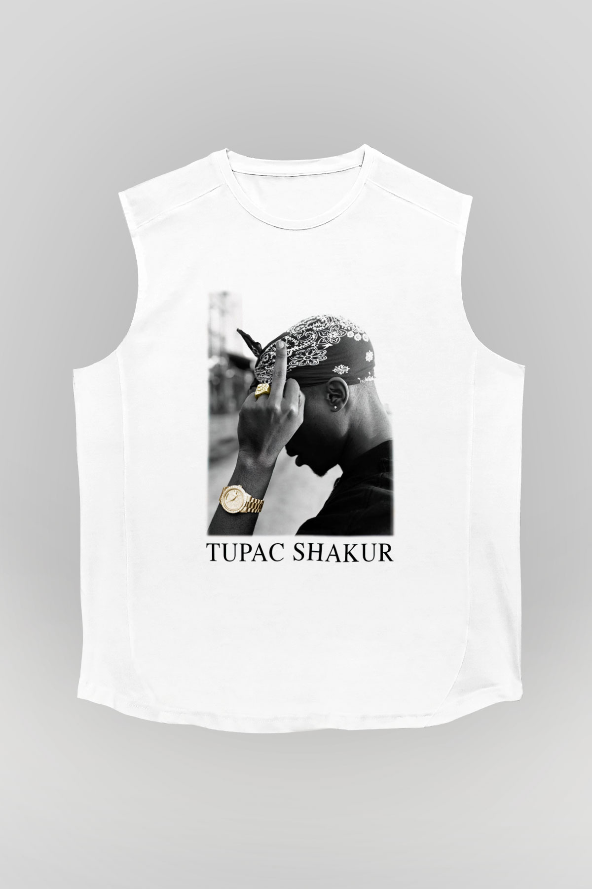 Tupac Shakur Beyaz Unisex Kolsuz Tişört