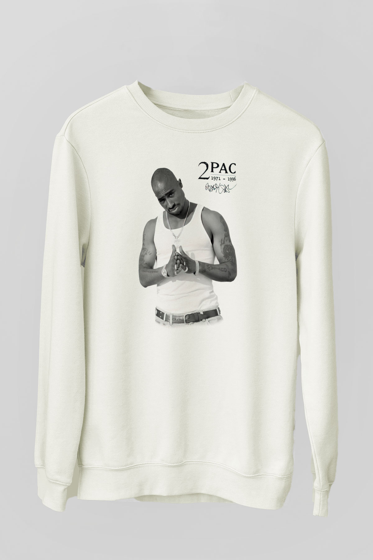 Tupac Shakur Beyaz Unisex Sweatshirt