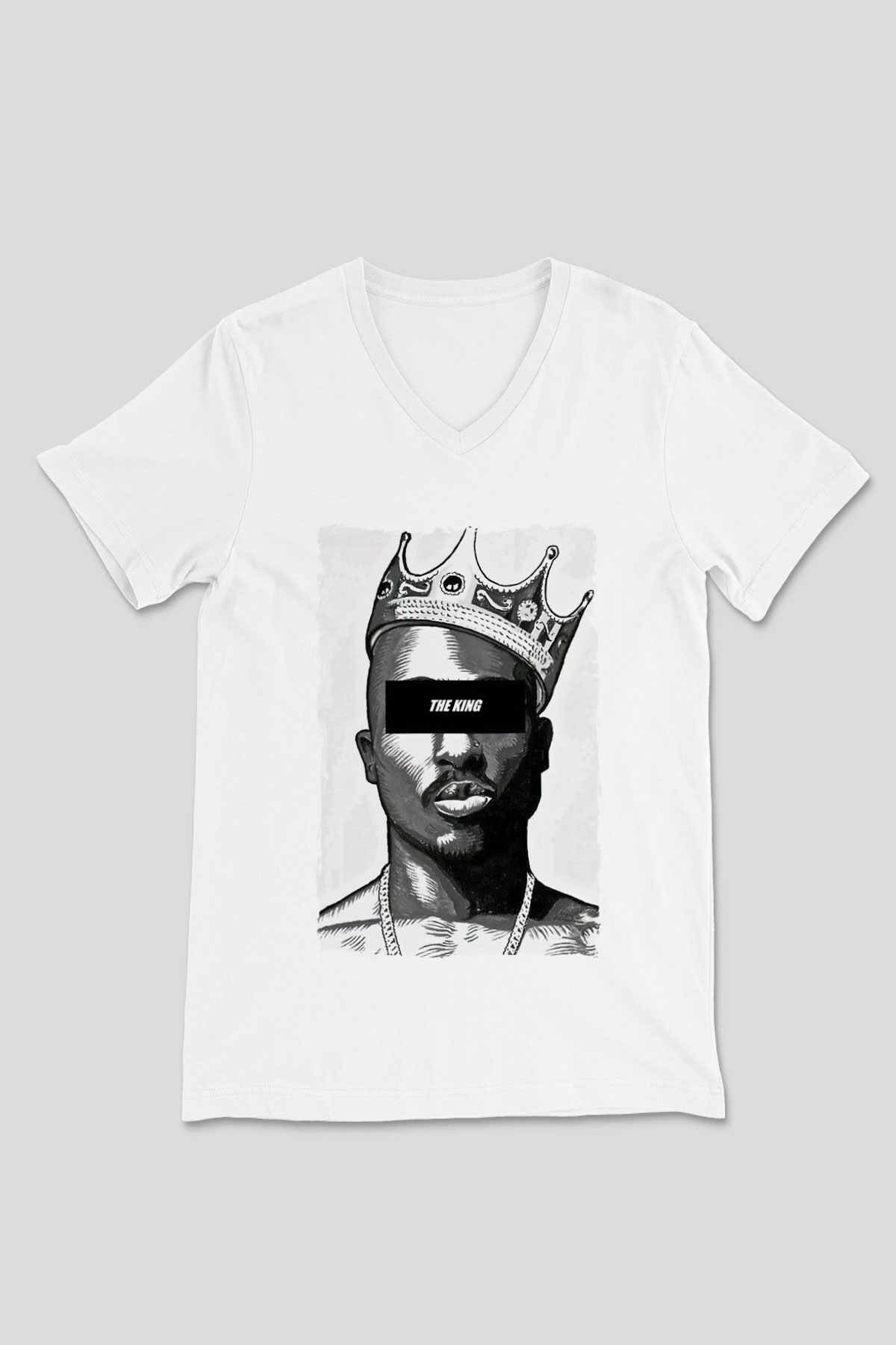 Tupac Shakur Beyaz Unisex V Yaka Tişört